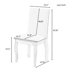 HAOYYE Set of 4 Dining chairs Wood Upholstered Fabirc Dining Room Chairs with Nailhead (Natural Wood Wash) Sturdy Space-Saving Heavy Duty Modern Design Adults Dorm Room Easy Assembly