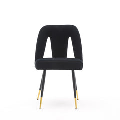 Haoyye Akoya Collection Velvet Upholstered Dining Chairs with Nailhead Trim, Set of 2 Modern Black Chairs with Gold Tipped Black Metal Legs, Stylish and Durable Accent Seating for Dining Room, Sturdy Contemporary Space-Saving Design