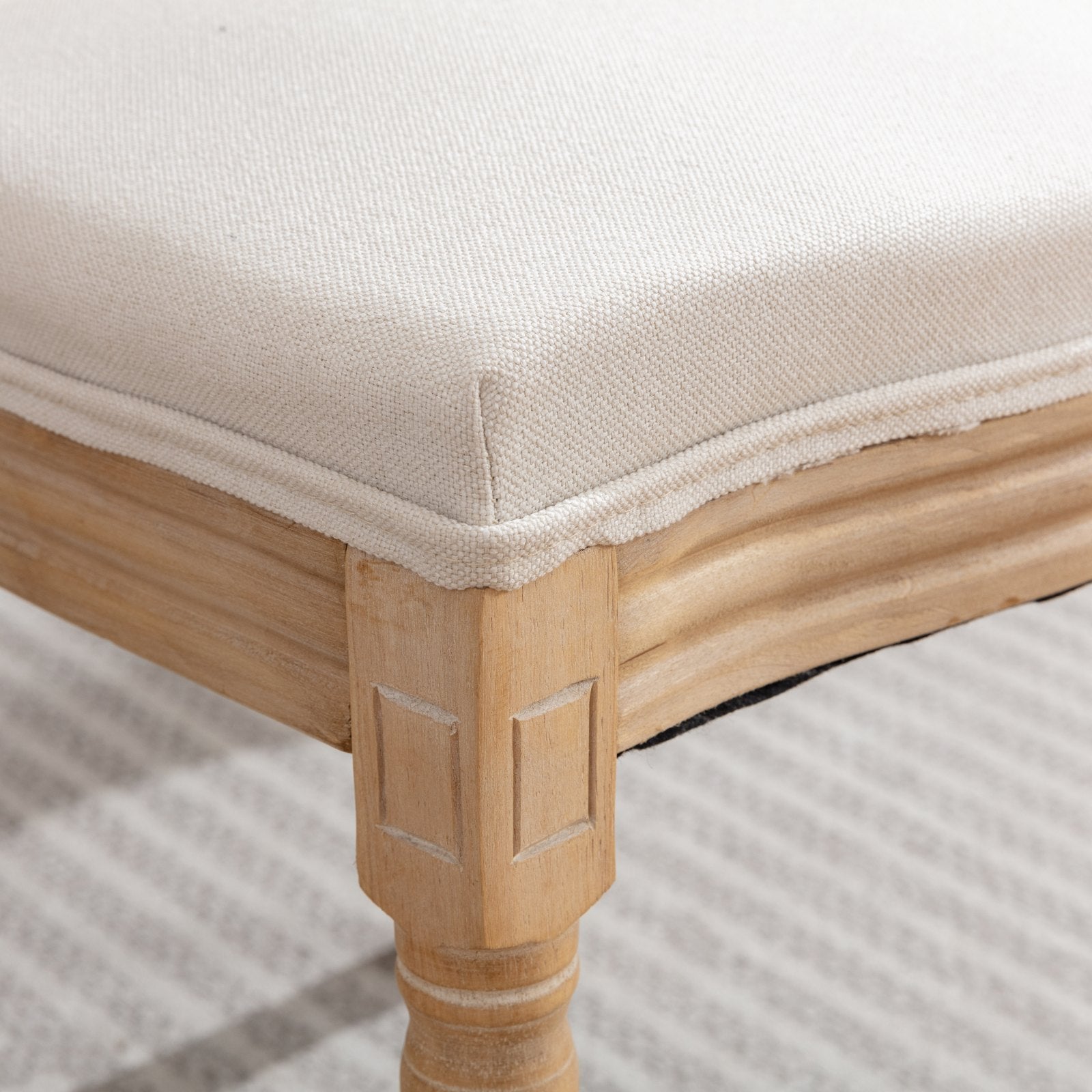 HAOYYE French Style Solid Wood Frame Antique Painting Linen Fabric Back Dining Chair,Set of 2,Beige,SW1845BG Sturdy Space-Saving Heavy Duty Modern Design Adults Dorm Room Easy Assembly
