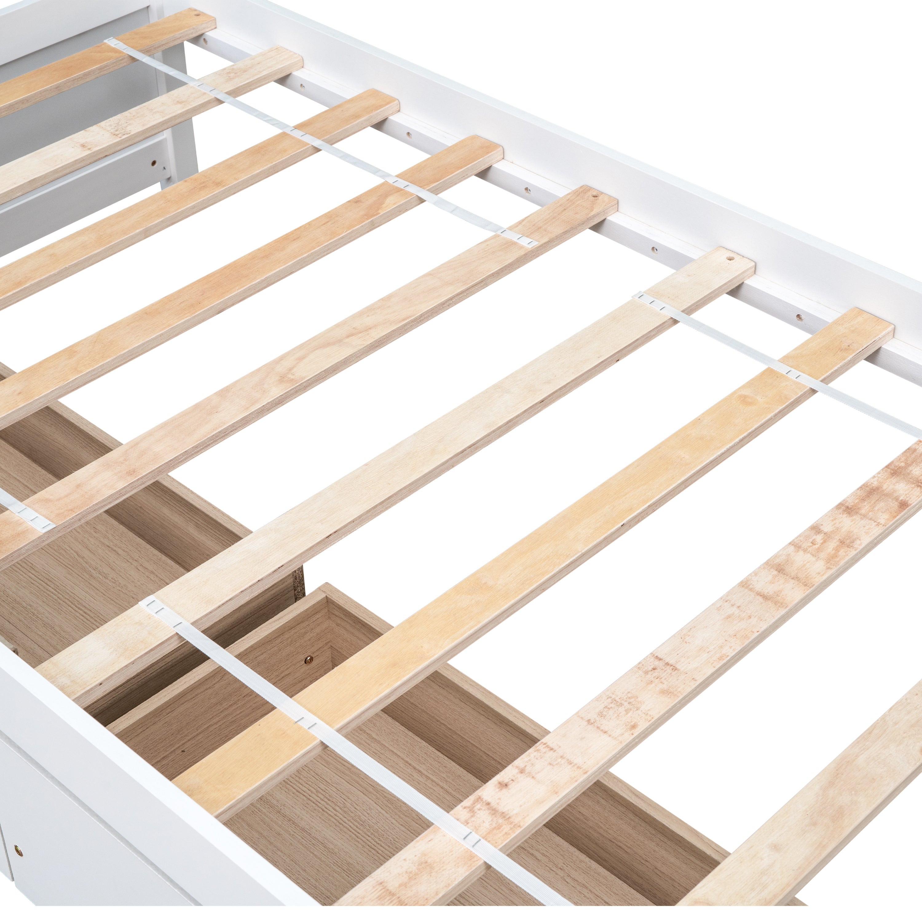 HAOYYE Solid Wood Twin Bed Frame With 2 Storage Drawers, No Box Spring Needed, Space-Saving Heavy Duty Design For Bedroom Or Dorm Room, Sturdy And Easy To Assemble