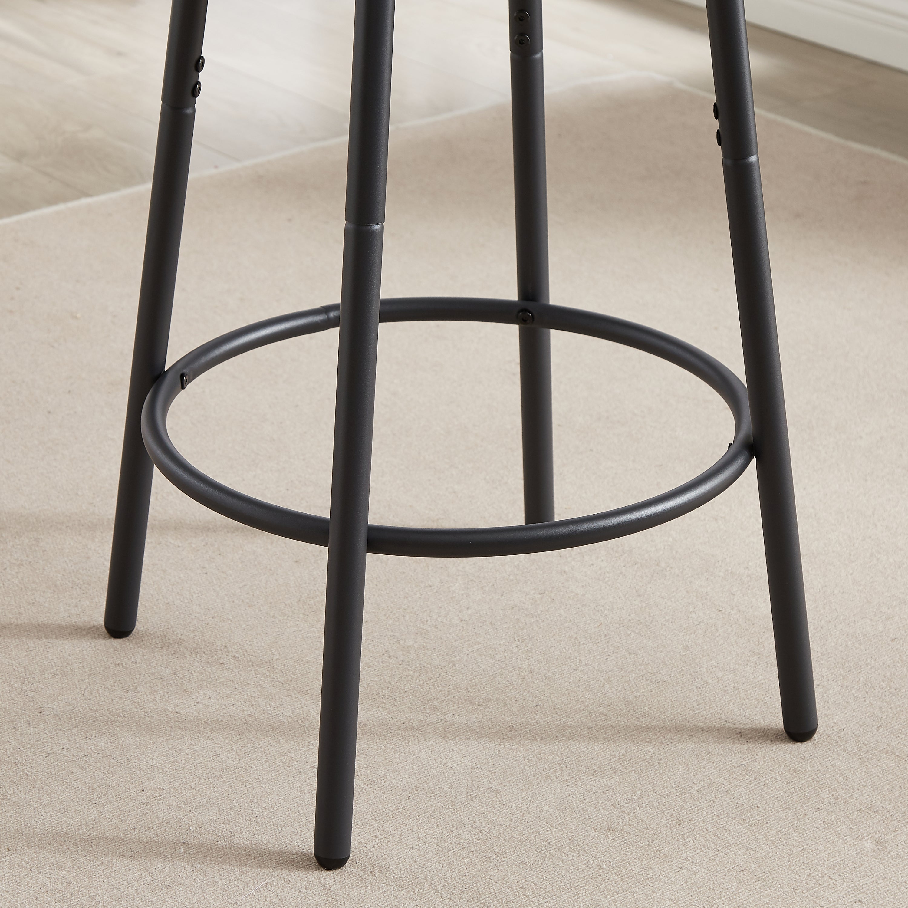 HAOYYE Round Bar Stool Set with Shelf, Upholstered Stool with Backrest, Rustic Brown, Sturdy Space-Saving Heavy Duty Design, Easy Assembly, Stylish and Durable, Ideal for Small Spaces