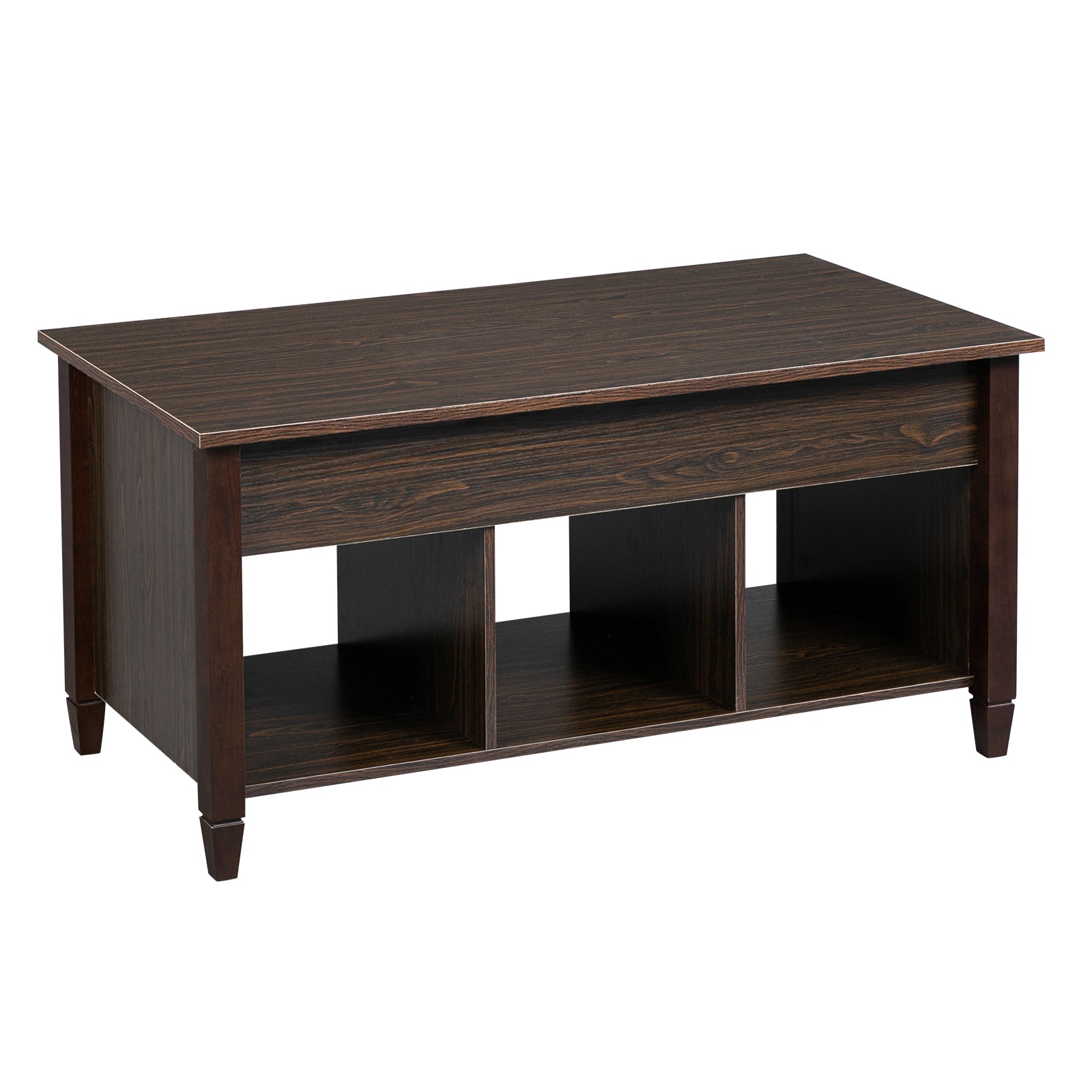 HAOYYE Lift Top Coffee Table Modern Furniture Hidden Compartment with 3 Storage Cabinets and Solid Wood Legs for Living Room Office