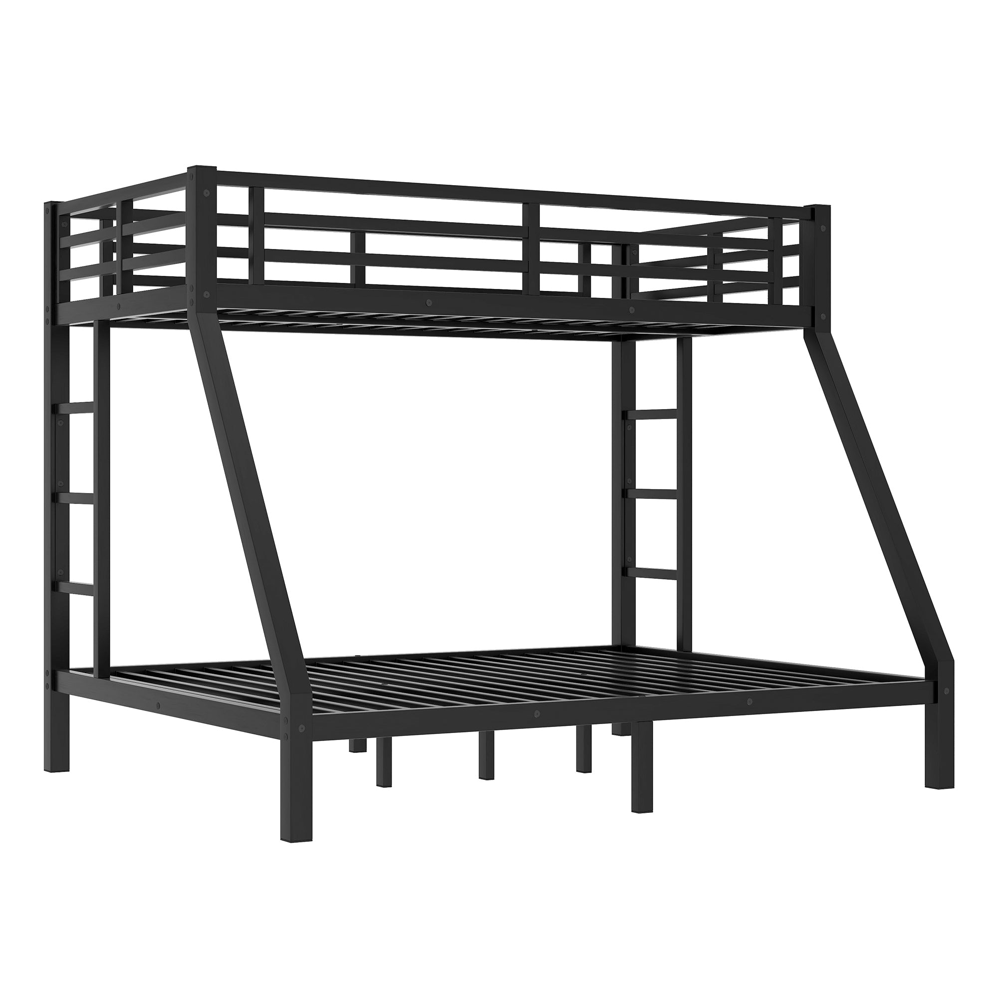 HAOYYE Metal Twin XL over Queen Bunk Bed for Teens and Adults,Space-Saving/Noise Reduced/No Box Spring Needed,Black Sturdy Heavy Duty Modern Design Dorm Room Easy Assembly Bedroom Furniture