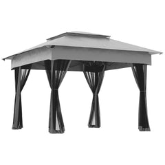 HAOYYE 10ft x 10ft Pop Up Canopy Outdoor Gazebo Tent with Zipper Mesh Netting Double Roof Vented Shade Shelter with Carry Bag for Patio Garden Party