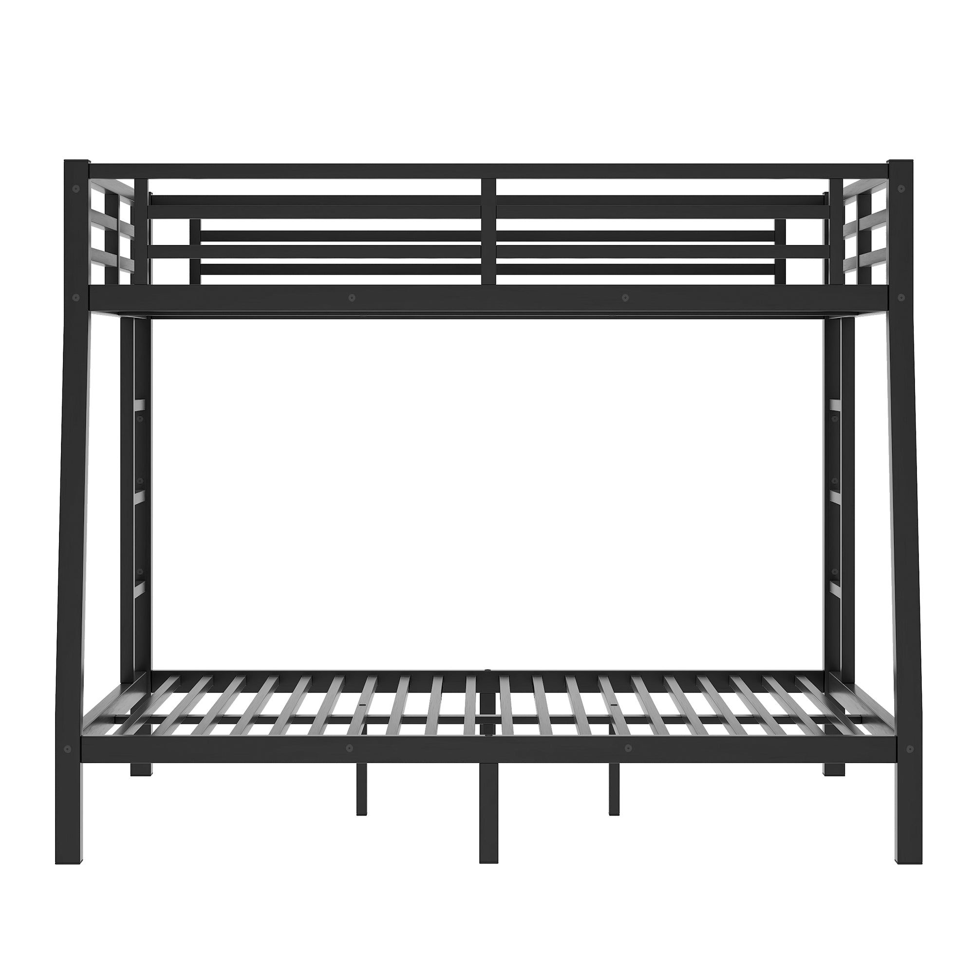 HAOYYE Metal Full XL over Queen Bunk Bed for Teens and Adults,Space-Saving/Noise Reduced/No Box Spring Needed,Black Sturdy Heavy Duty Modern Design Dorm Room Easy Assembly Bedroom Furniture