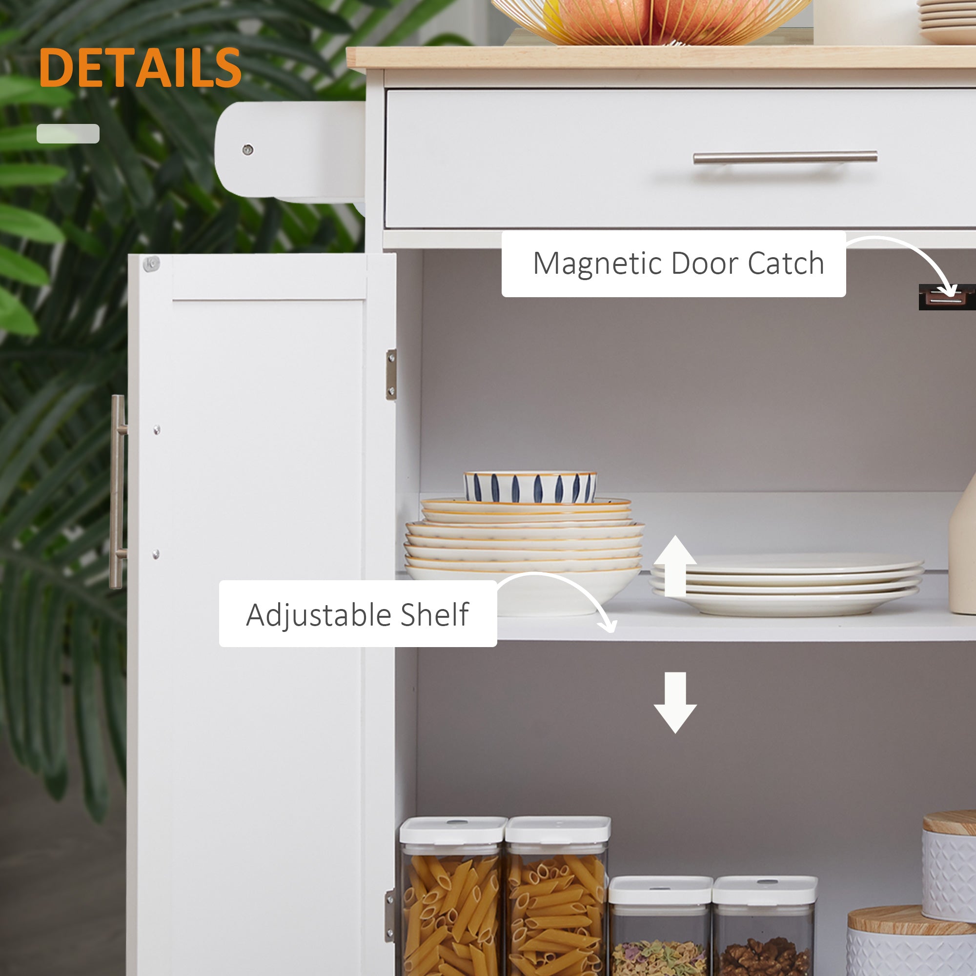 HAOYYE Kitchen Storage Cabinet with Adjustable Shelves, Durable Wood Construction, Space-Saving Design, Multi-Functional Organizer for Pantry, Utensils, and Home Kitchen, Easy Assembly, Modern Style