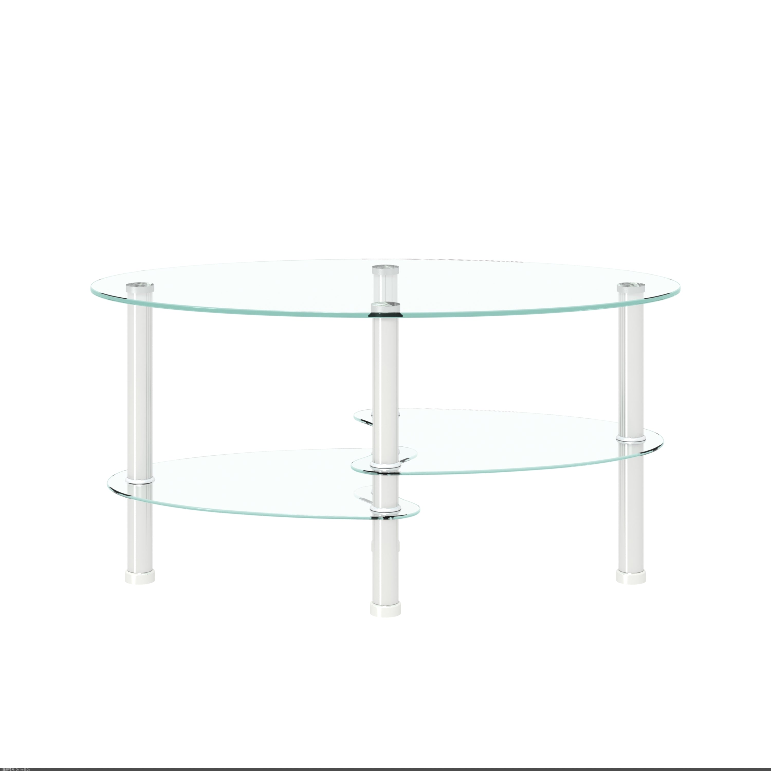 HAOYYE Transparent Oval glass coffee table, modern table with stainless steel leg, tea table 3-layer glass table for living room Sturdy Space-Saving Heavy Duty Modern Design Adults Dorm Room