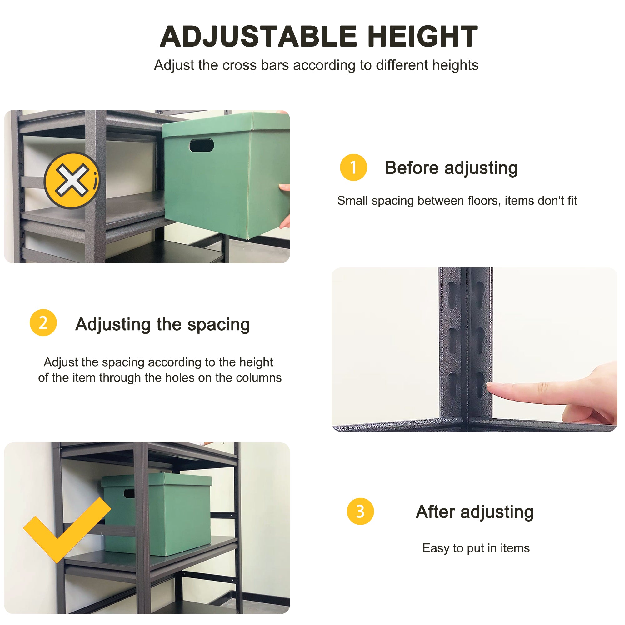 HAOYYE 5-Tier Heavy Duty Metal Storage Shelves, Adjustable Shelving Unit for Kitchen, Garage, Pantry, and More, Sturdy and Space-Saving Design, Modern Storage Rack for Office, Dorm Room, and Home Organization