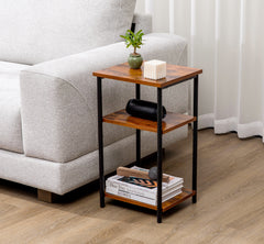 HAOYYE 3-Tier End Table Side Table with Adjustable Feet,Small Nightstand Space-Saving for Bedroom Living Room Office Sturdy Heavy Duty Modern Design Adults Dorm Room Easy Assembly Bedroom Furniture