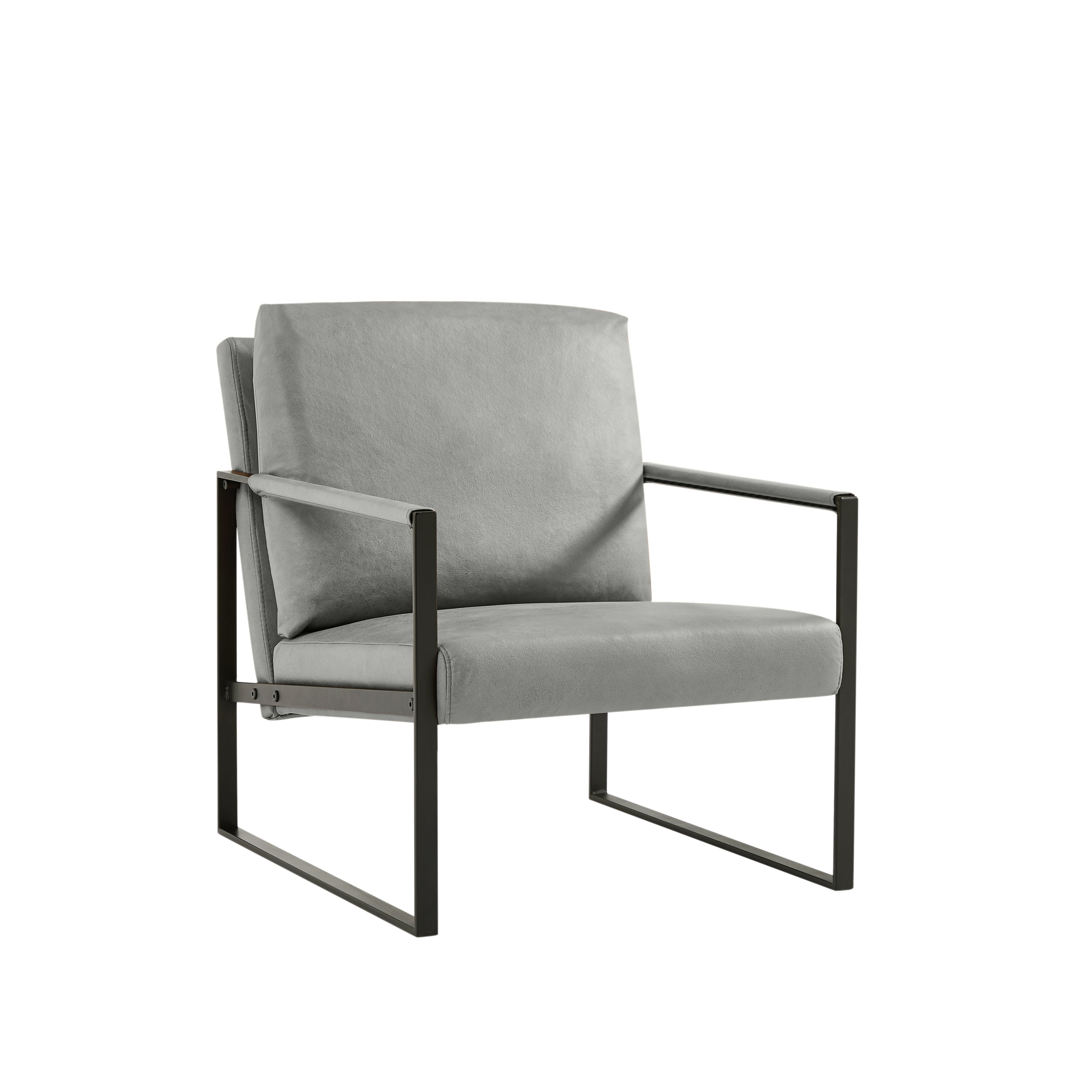 HAOYYE Lounge Chair, PVC Leather Accent Armchair with Thick Padded Backrest and Seat Cushion, Non-Slip Feet, Sturdy Metal Frame, Gray Sturdy Space-Saving Design for Living Room Office Reception Area