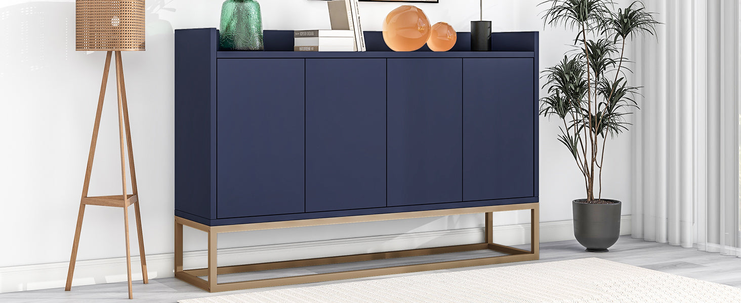 HAOYYE Modern Sideboard Elegant Buffet Cabinet with Large Storage Space for Dining Room, Entryway (Navy) Sturdy Space-Saving Heavy Duty Modern Design Adults Dorm Room Easy Assembly