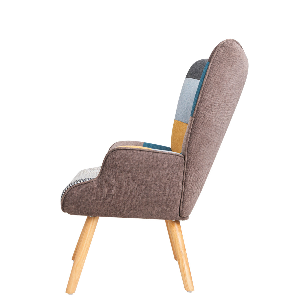 HAOYYE Accent Chair with Ottoman, Living Room Chair and Ottoman Set, Comfy Side Armchair for Bedroom, Creative Splicing Cloth Surface Sturdy Space-Saving Heavy Duty Modern Design Easy Assembly Durable
