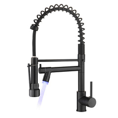 HAOYYE LED Commercial Kitchen Faucet with Pull Down Sprayer, Single Handle Single Lever Kitchen Sink Faucet Sturdy Space-Saving Heavy Duty Modern Design Adults Dorm Room Easy Assembly Bedroom Furniture