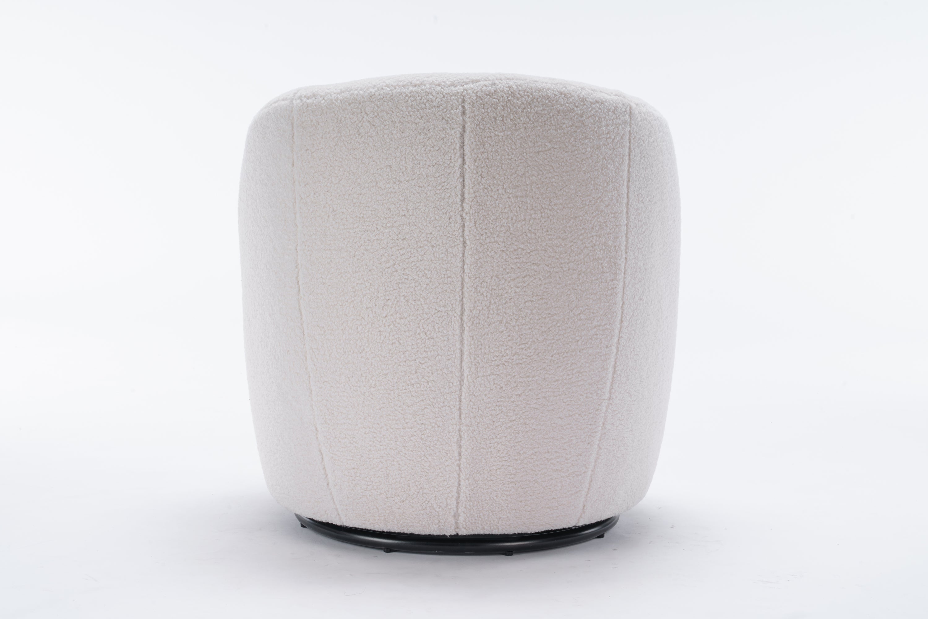 HAOYYE Teddy Fabric Swivel Accent Armchair Barrel Chair With Black Powder Coating Metal Ring,Ivory White Sturdy Space-Saving Heavy Duty Modern Design Easy Assembly Durable Stylish Home Furniture Versatile