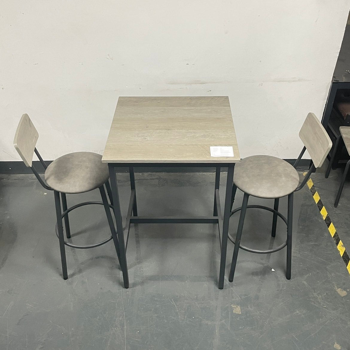 HAOYYE Bar Table Set with 2 Bar Stools, PU Soft Seat with Backrest, Stylish Grey Color, Sturdy Space-Saving Design, Modern Heavy Duty Construction, Easy Assembly, Durable Home Furniture for Kitchen, Dining Room, or Home Bar