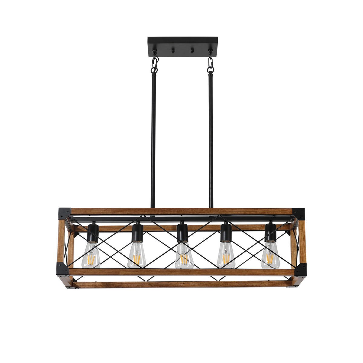 HAOYYE 5-Light Retro Farmhouse Chandelier For Kitchen, Living room, Dining room Walnut(No Bulbs) Sturdy Space-Saving Heavy Duty Modern Design Adults Dorm Room Easy Assembly