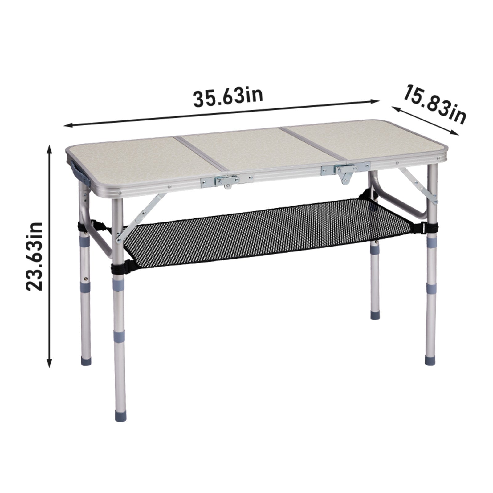 HAOYYE White with 3 Adjustable Heights Outdoor Folding Camping Table, Portable Aluminum Foldable Patio Side Table, Lightweight and Durable Design with Carry Handle for Hiking, Picnic, BBQ, Beach, Indoor or Outdoor Use