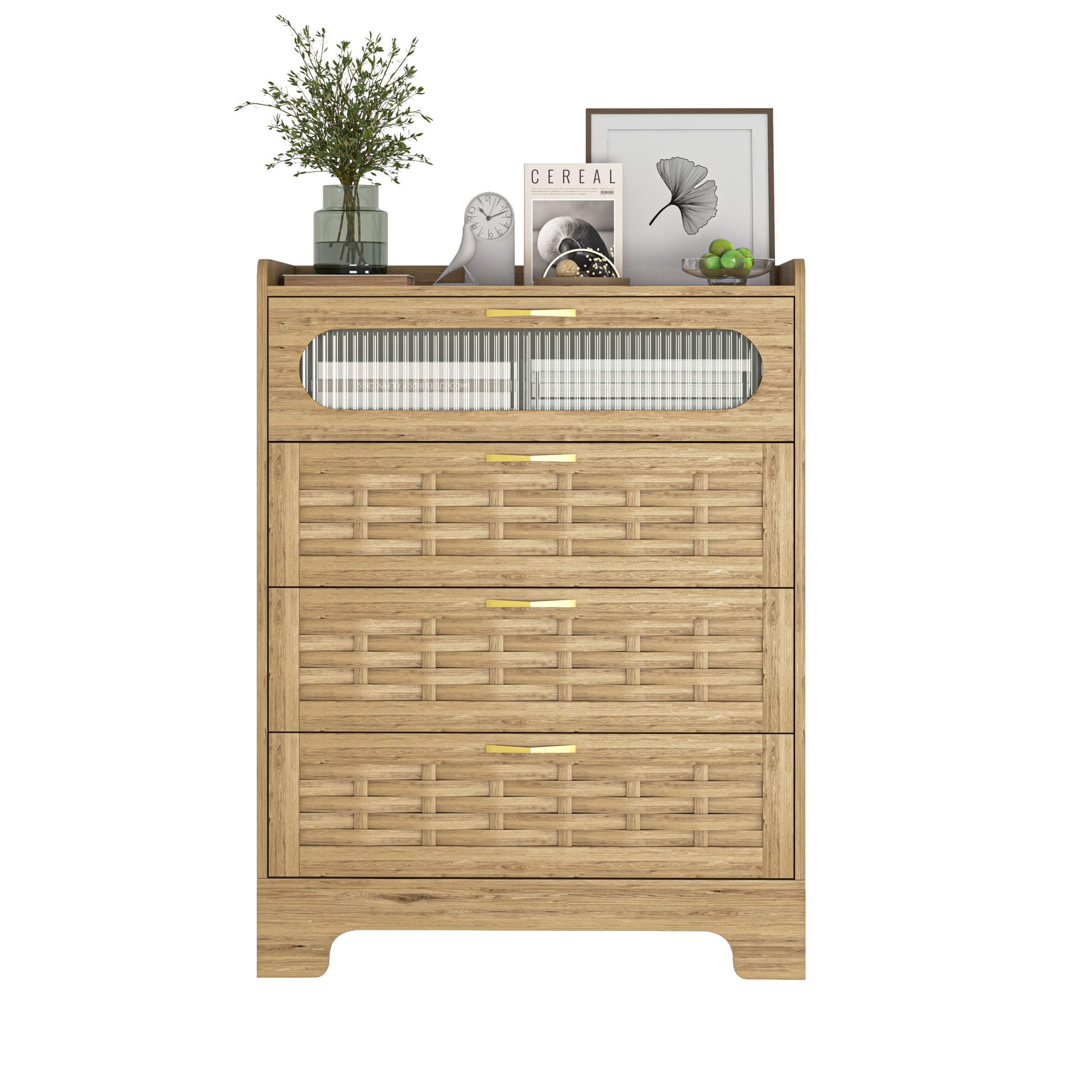 HAOYYE 4-Drawer Wood Dresser, Large Modern Storage Organizer With Wide Drawers, Double Chest Of Drawers For Bedroom, Living Room, Or Hallway, Sturdy And Space-Saving Design