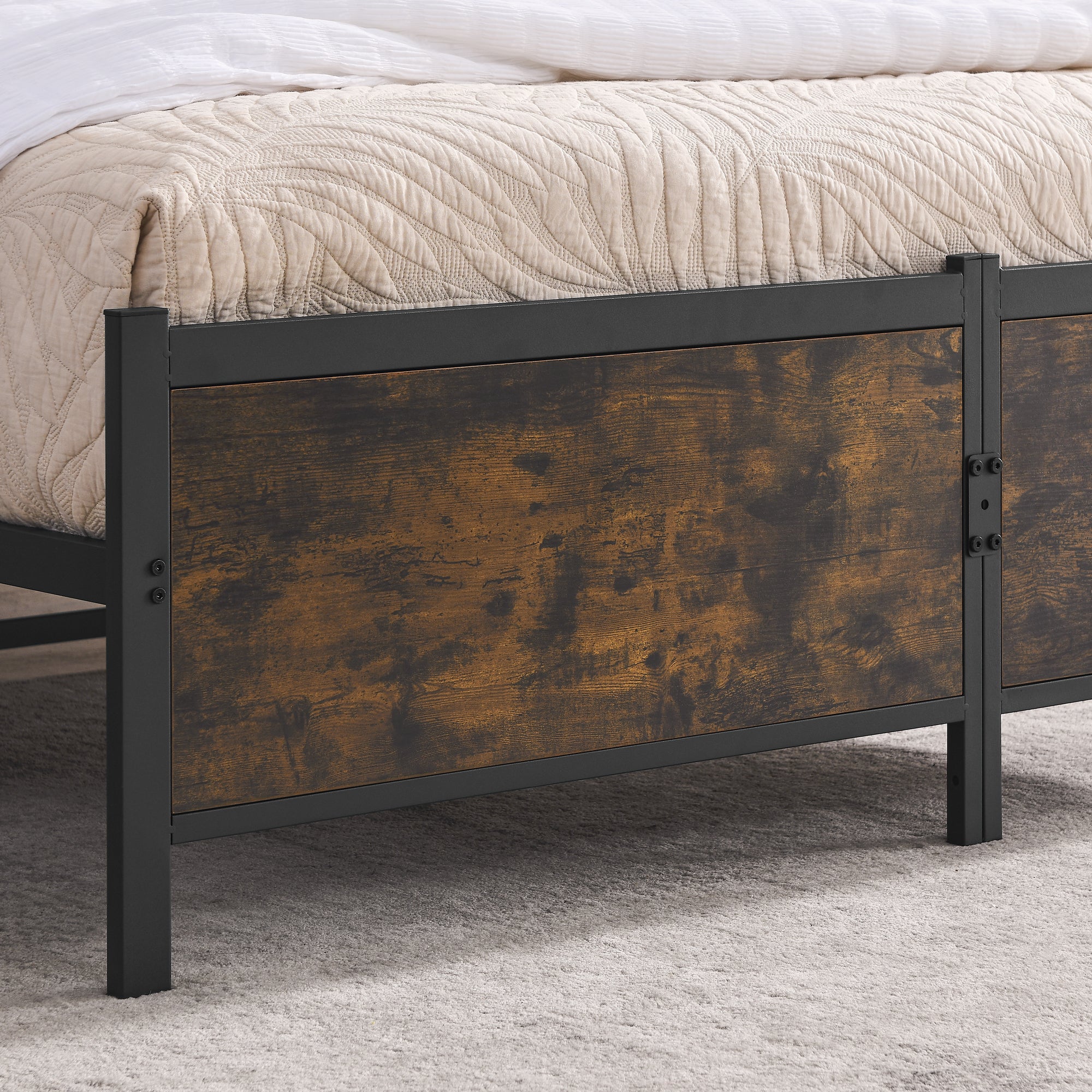 HAOYYE iron bed frame, metal bed frame, wrought iron bed frame, iron platform bed frame, iron canopy bed frame, iron twin bed frame, iron queen bed frame, iron double bed frame, iron sin Sturdy Space-Saving