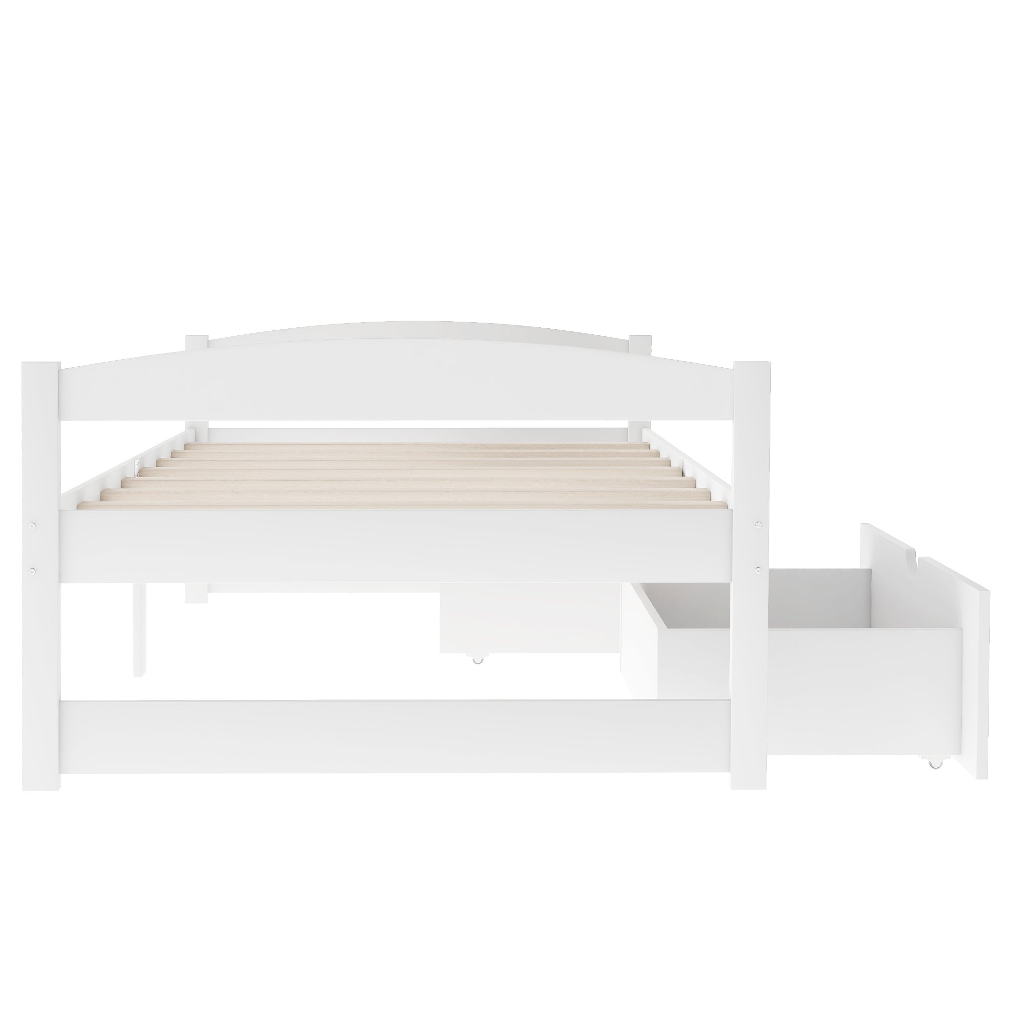 HAOYYE Twin Platform Bed with Two Drawers, White, Sturdy Space-Saving Design, Heavy Duty Construction, Easy Assembly, Durable and Stylish Home Furniture