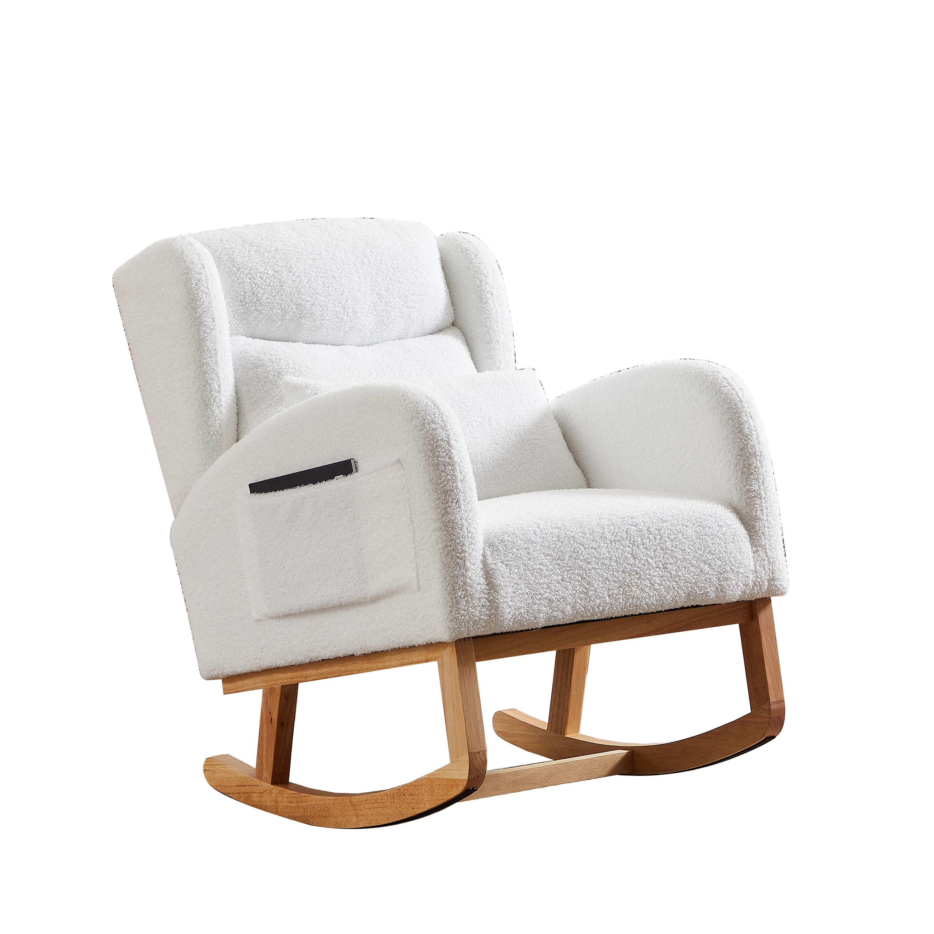 HAOYYE 27.2"W Modern Accent High Backrest Living Room Lounge Arm Rocking Chair, Two Side Pocket Sturdy Space-Saving Heavy Duty Modern Design Adults Dorm Room Easy Assembly Bedroom Furniture