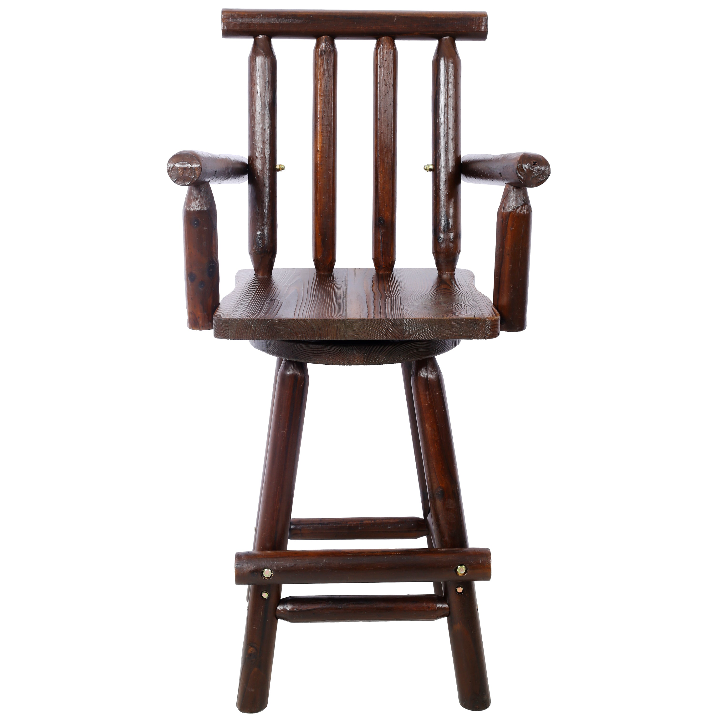 HAOYYE Rustic Bar Stool - Fir Wood Construction, Chair with Footrest,Wide Armrest, Rustic Kitchen Stool, Tall Bistro Chair for Dining Room, Restaurant, Pub, 4-Foot,brown color Sturdy Space-Saving Heavy Duty