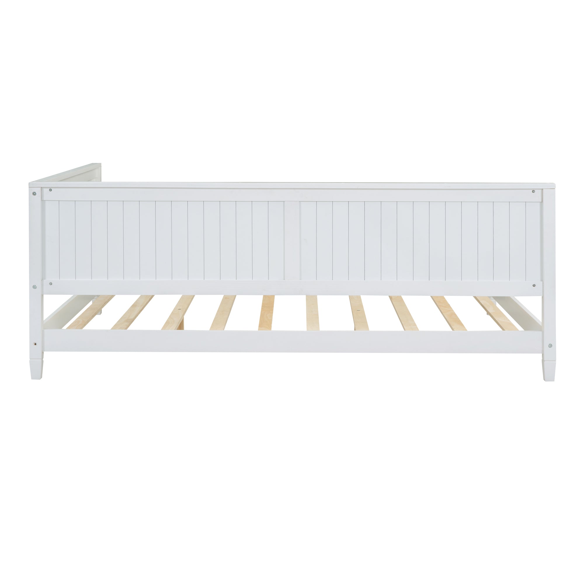 HAOYYE Full Size Wood Daybed/Sofa Bed, White Sturdy Space-Saving Heavy Duty Modern Design Adults Dorm Room Easy Assembly Bedroom Furniture