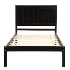 HAOYYE Platform Bed Frame with Headboard, Wood Slat Support, No Box Spring Needed,Twin, Espresso(OLD SKU:WF191418AAP) Sturdy Space-Saving Heavy Duty Modern Design Adults Dorm Room Easy Assembly