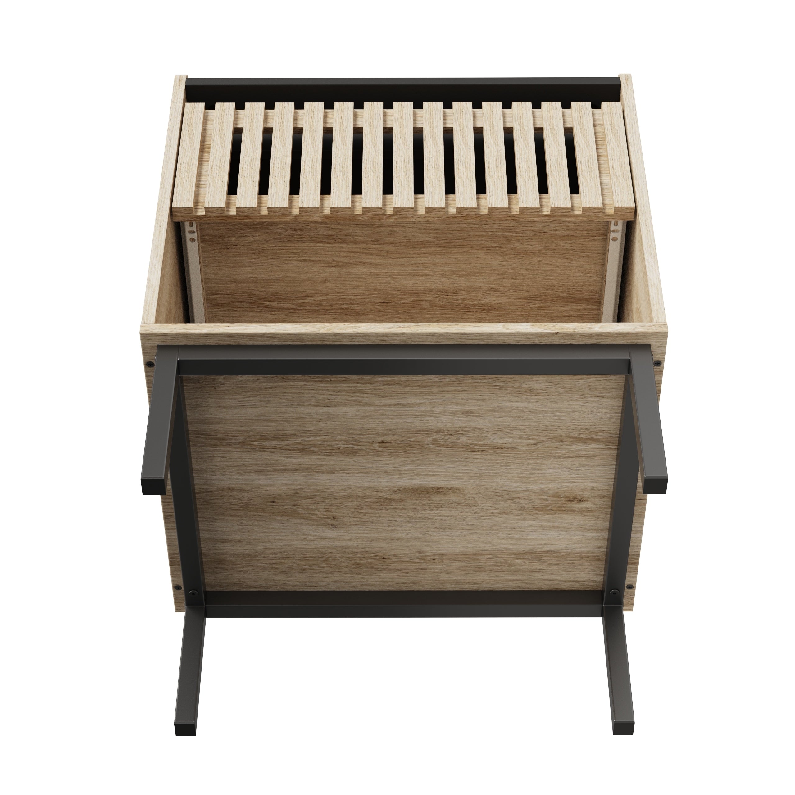 HAOYYE Set of 2 Bedside Cabinets, Modern Nightstands, Quick Assembly, Minimalist Iron Legs, Vertical Stripe Design, Sturdy Space-Saving Heavy Duty Construction, Ideal for Contemporary Homes