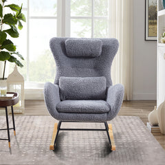 HAOYYE Rocking Chair Nursery, Modern Rocking Chair with High Backrest Sturdy Space-Saving Heavy Duty Modern Design Adults Dorm Room Easy Assembly Bedroom Furniture
