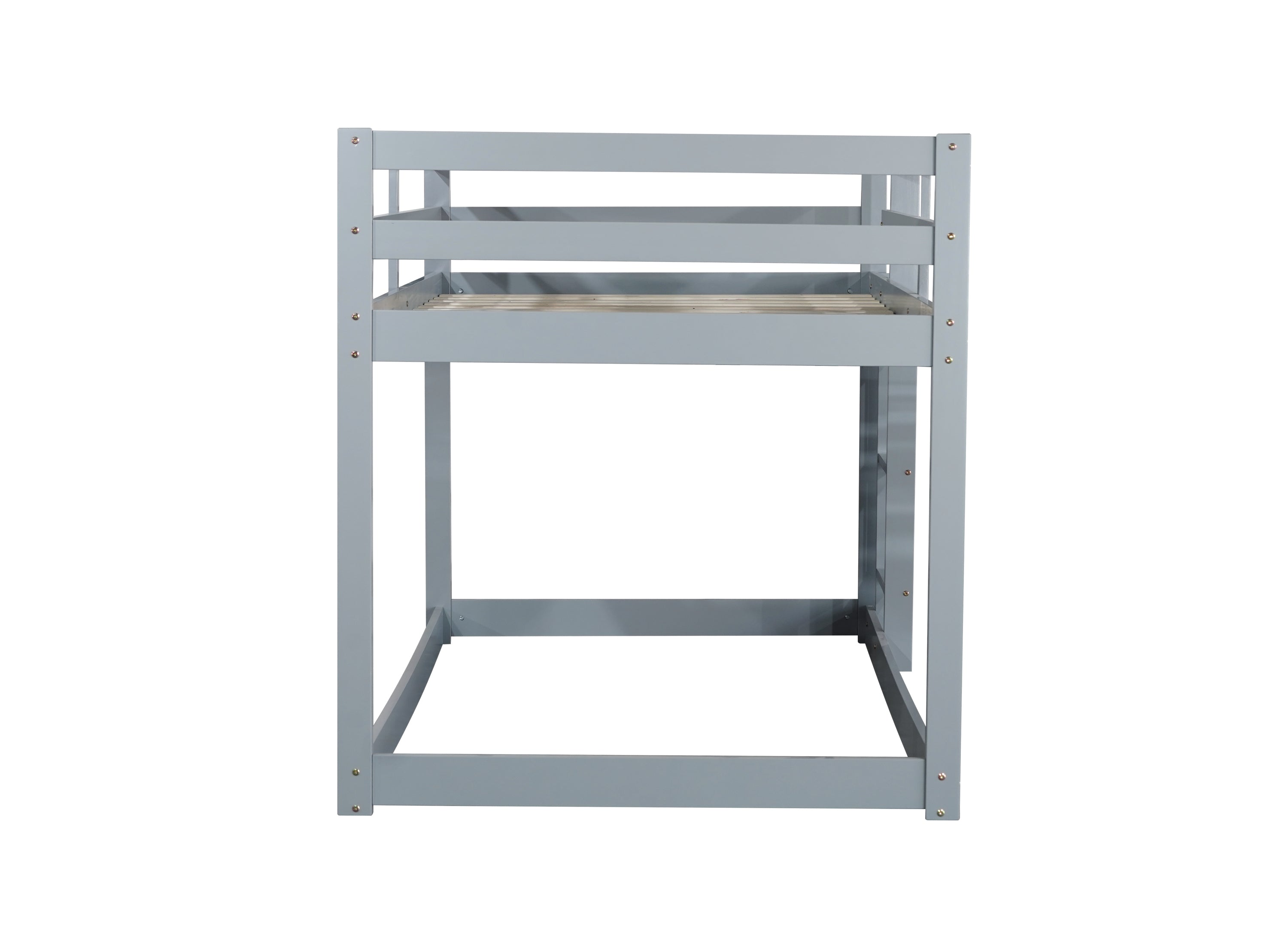 HAOYYE Solid Wooden, Solid Rubber Wooden Twin over Twin Loft Bed with Ladder, with Bed Platform of Strengthened Slats , Grey Sturdy Space-Saving Heavy Duty Modern Design Adults Dorm Room Easy Assembly