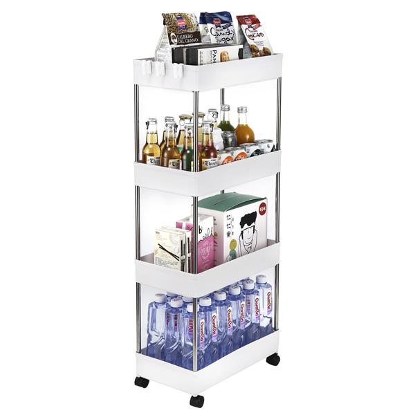 HAOYYE 4-Layer Mobile Multi-functional Storage Cart,Suitable for Kitchen, Bathroom, Laundry Room Narrow Place, Plastic and Stainless Steel, White soft cozy warm flannel fleece home decor luxury