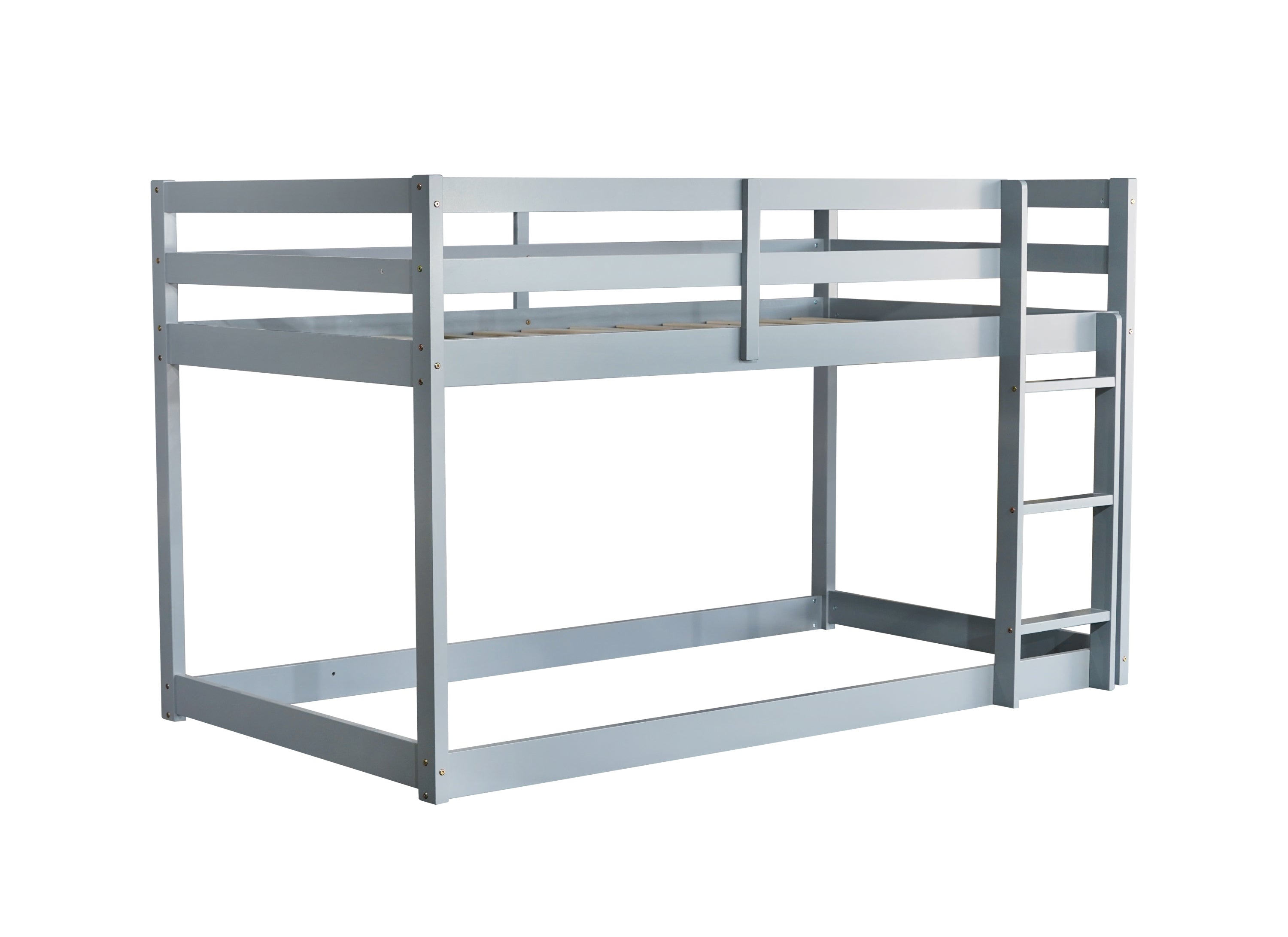 HAOYYE Solid Wooden, Solid Rubber Wooden Twin over Twin Loft Bed with Ladder, with Bed Platform of Strengthened Slats , Grey Sturdy Space-Saving Heavy Duty Modern Design Adults Dorm Room Easy Assembly