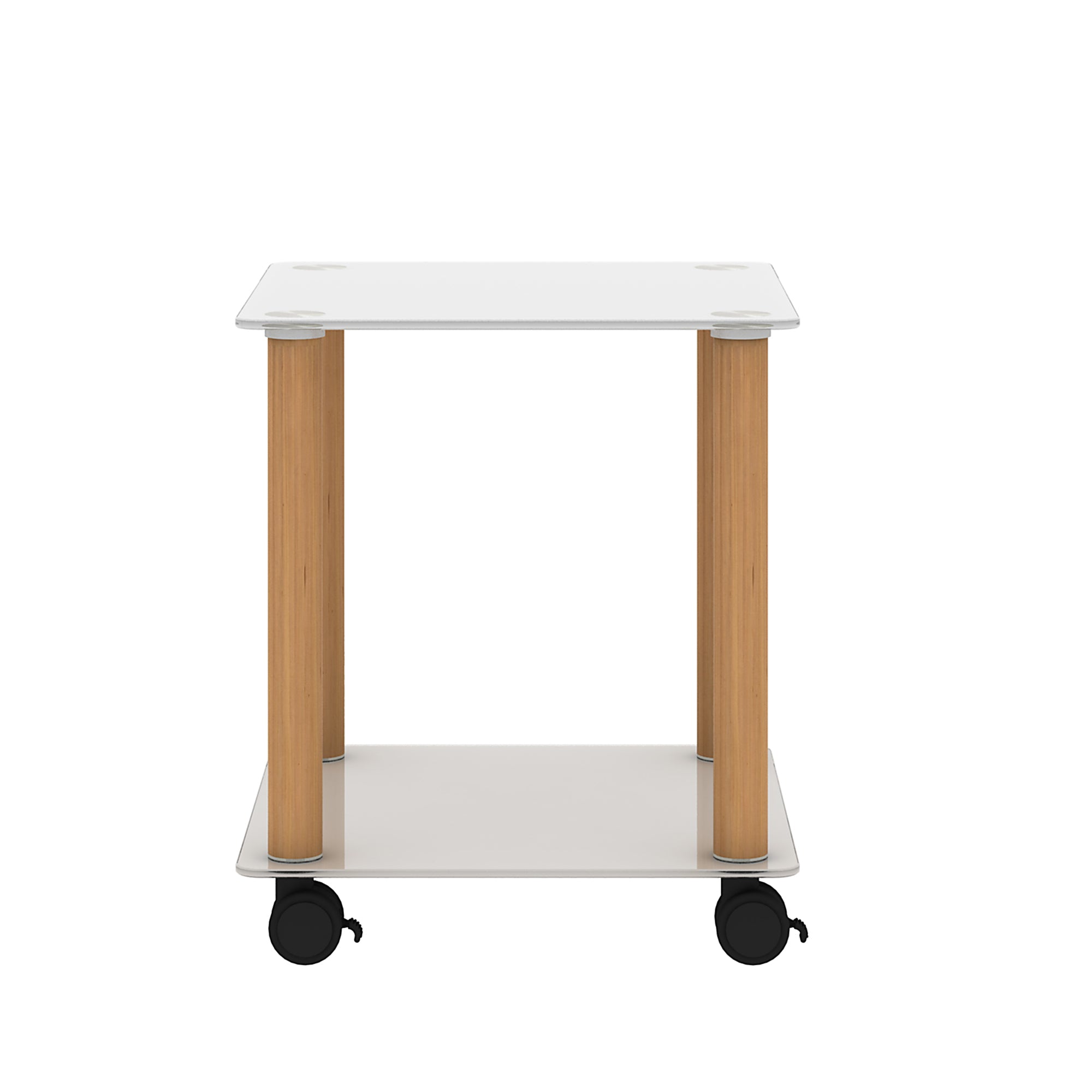 HAOYYE One Piece White And Oak Side Table with Two Tier Storage Shelf for Adults Dorm Room and Living Spaces Perfect as Nightstand, End Table or Sofa Table Featuring Heavy Duty Construction, Space Saving Functionality and Easy Assembly