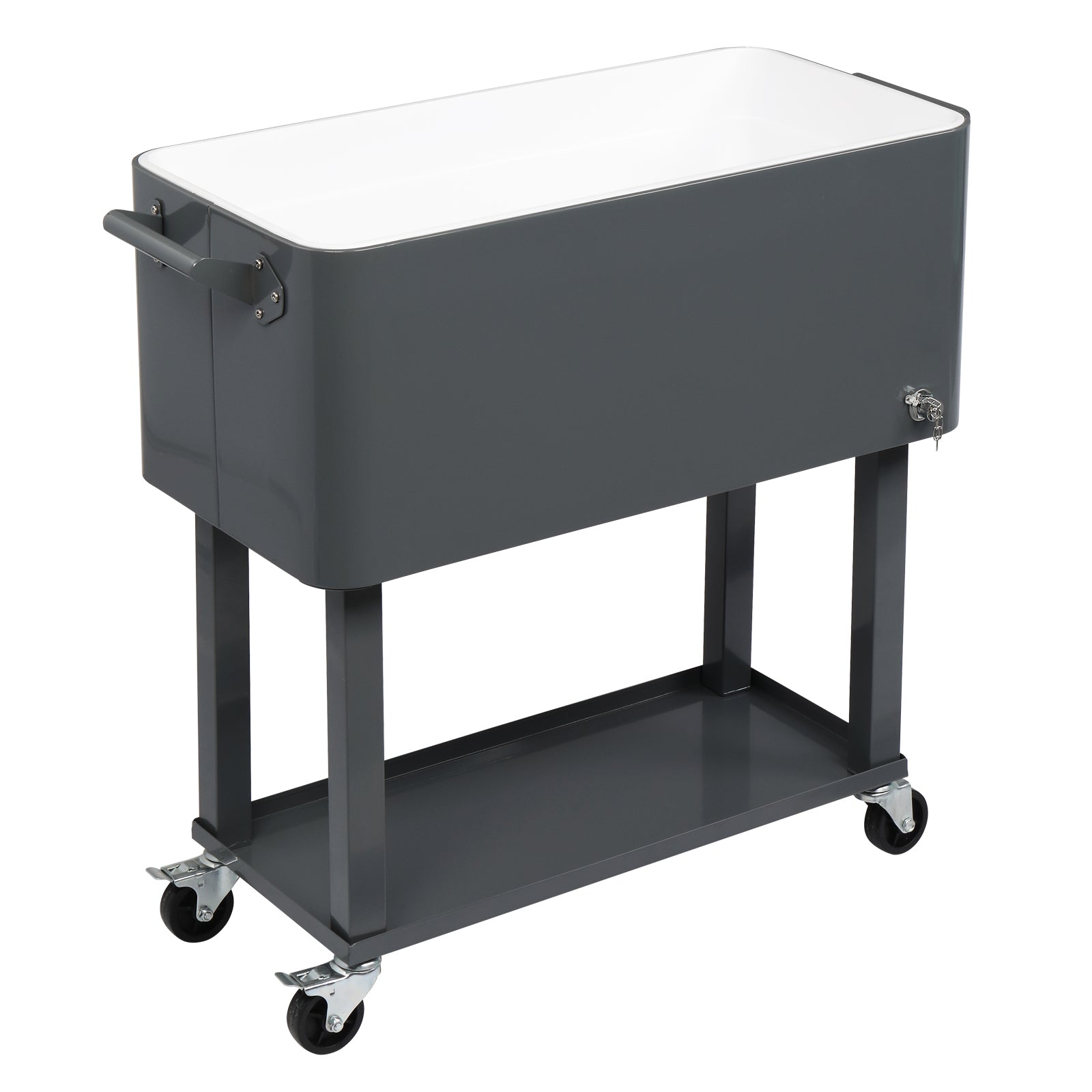 HAOYYE Rectangular Plastic Box Iron Foot Tube Refrigeration and Insulation Cart, Portable Cooler with Bottle Opener and Locking Casters for Outdoor Events