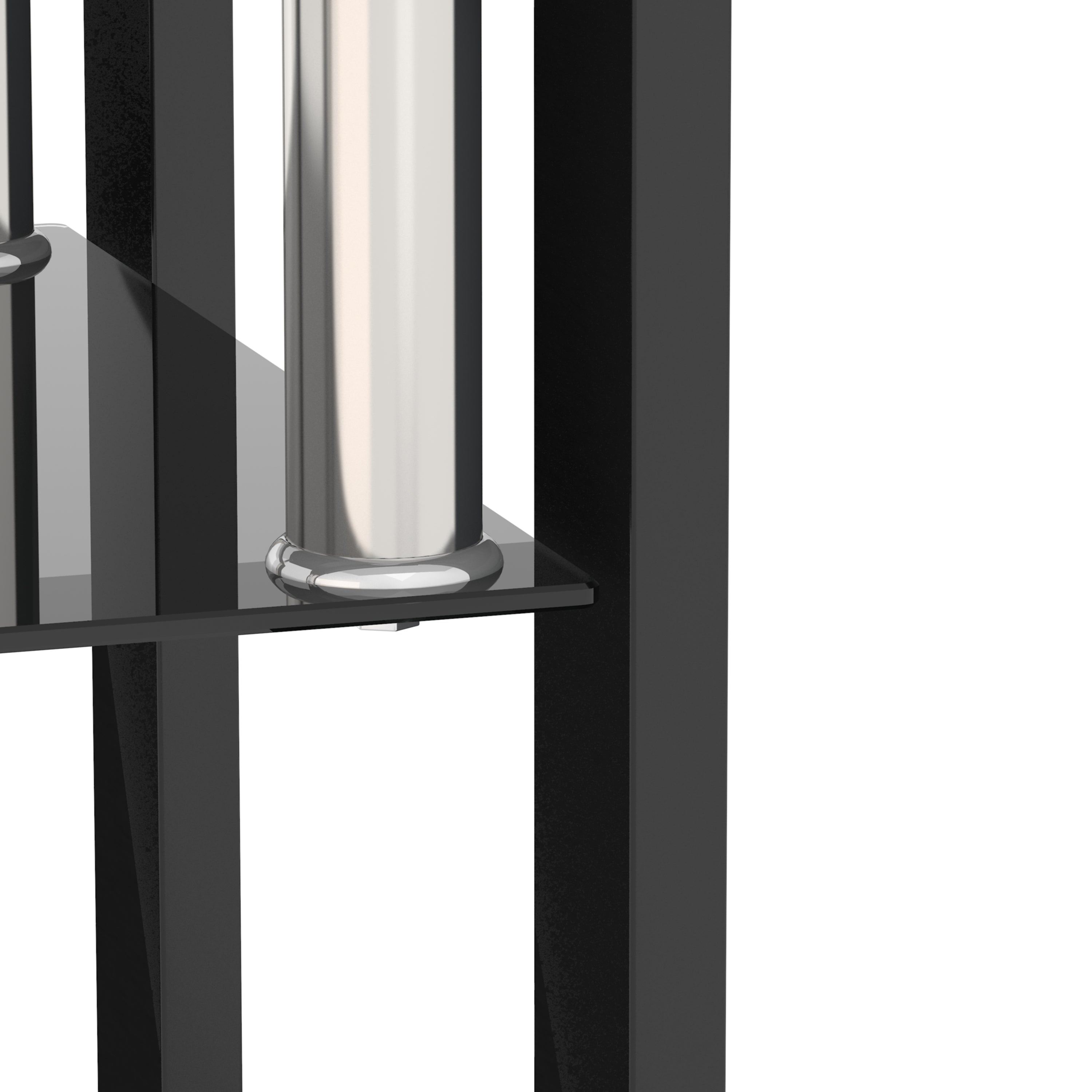 Elegant Black Tempered Glass Table With Metal Legs For Sophisticated Home Decor Featuring A Chic Dual Layer Design With Durable Glass Top And Bottom Offering High Load Capacity And Versatile Use For Living Rooms And Bedrooms With Easy Assembly