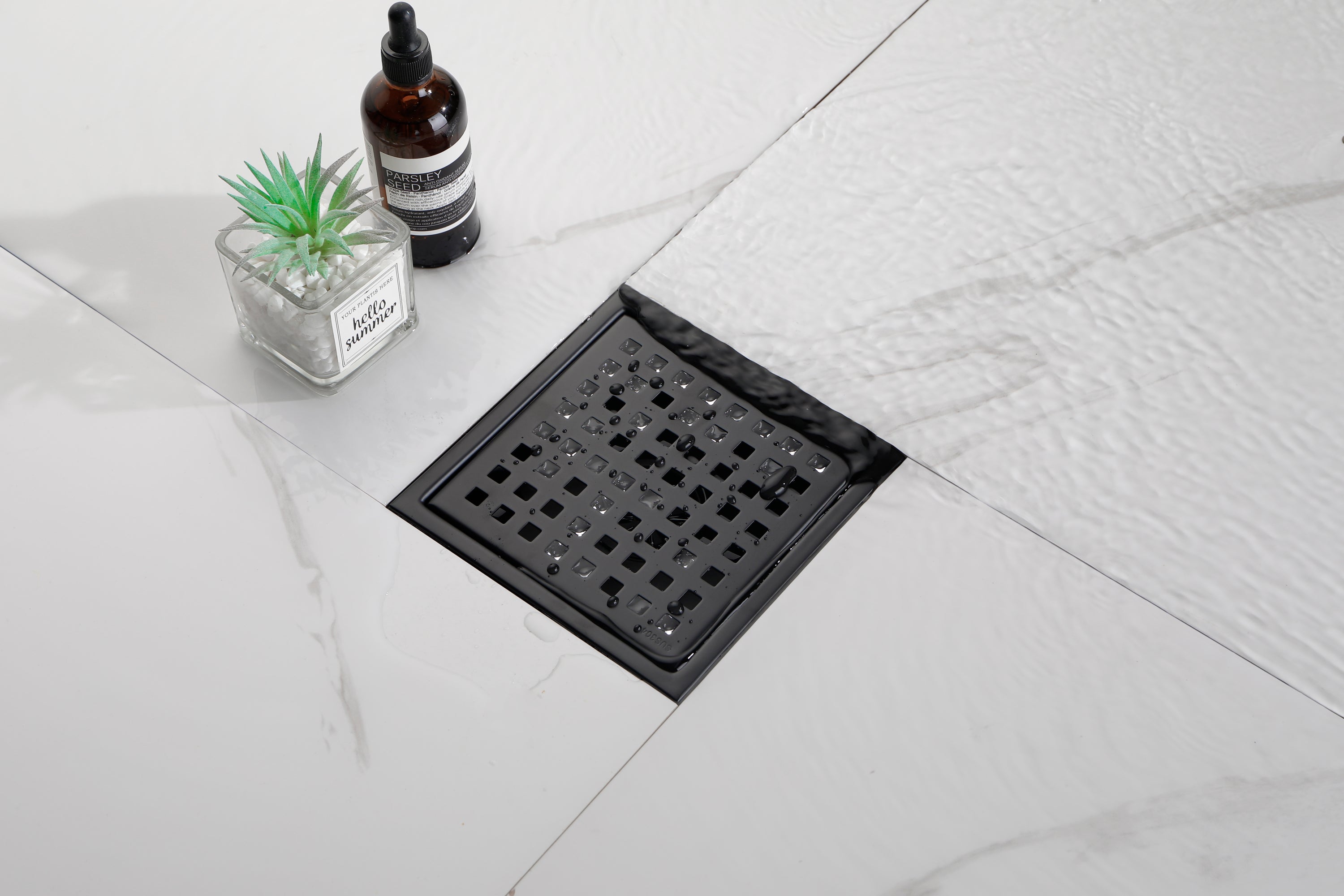 HAOYYE 6 Inch Square Shower Floor Drain Sturdy Space-Saving Heavy Duty Modern Design Adults Dorm Room Easy Assembly Bedroom Furniture