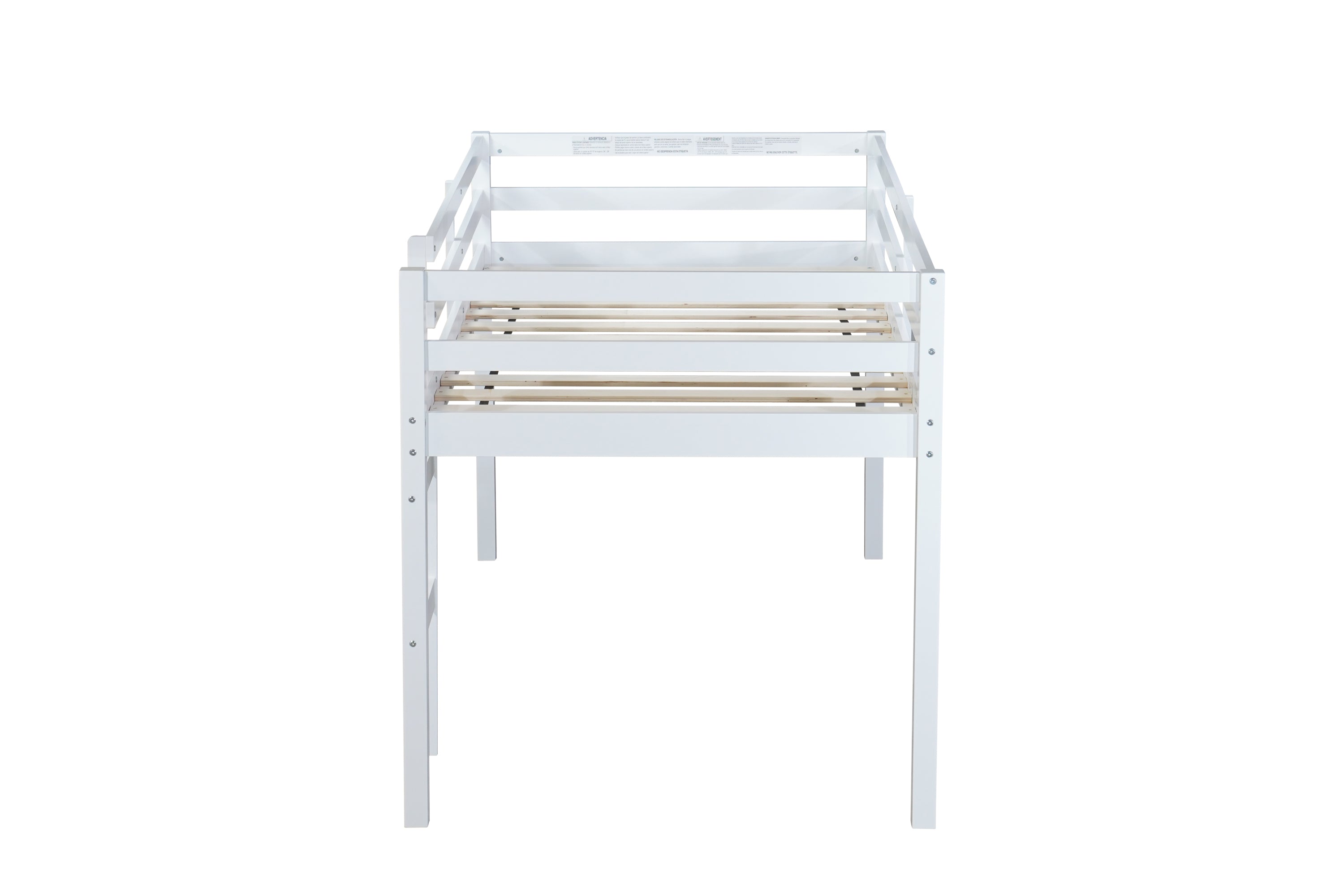 HAOYYE Solid Wooden, Rubber Wooden Twin Loft Bed with Ladder, Bed Platform of Strengthened Slats , White Sturdy Space-Saving Heavy Duty Modern Design Adults Dorm Room Easy Assembly Bedroom Furniture