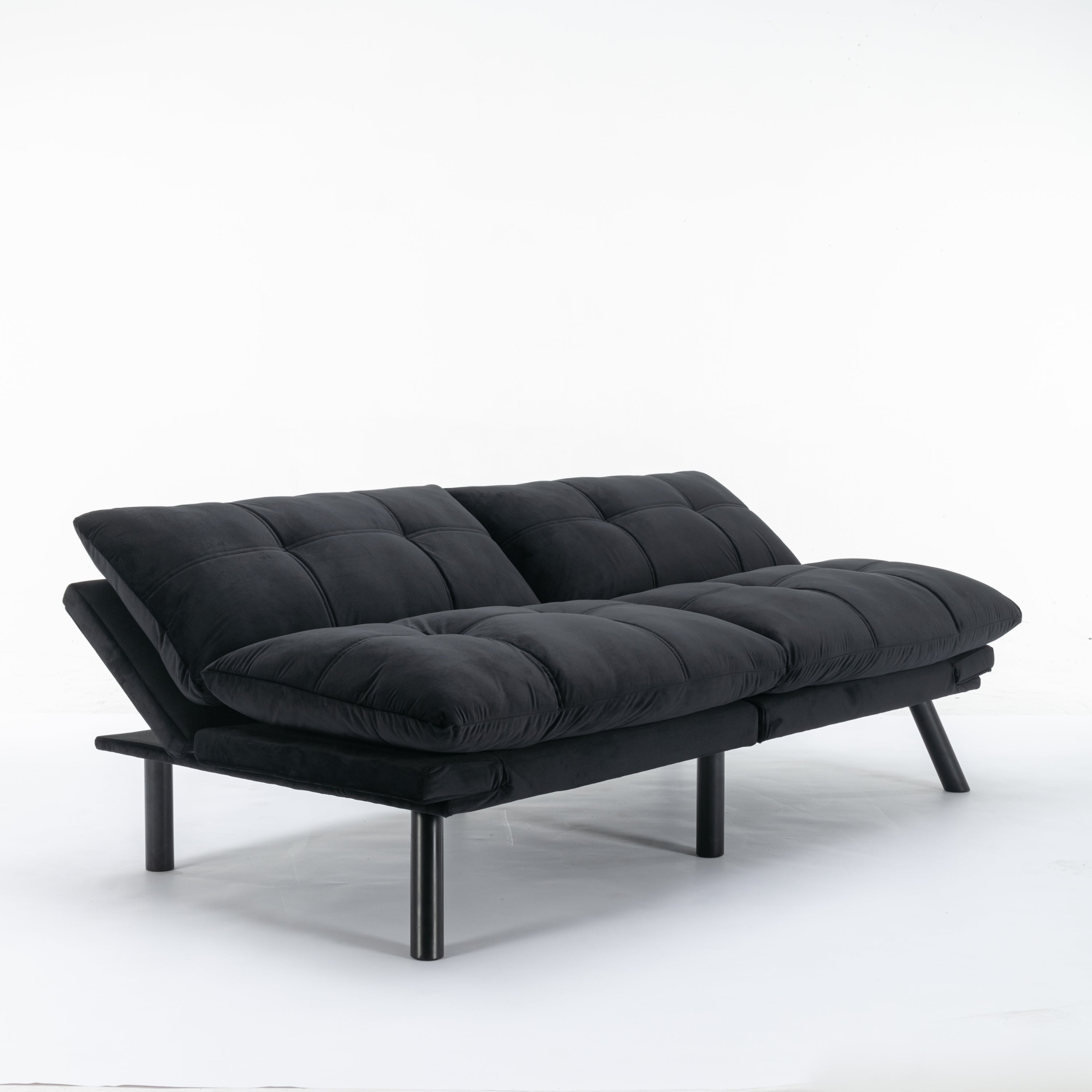 HAOYYE Black Convertible Folding Modern Sofa Bed, Sturdy Space-Saving Heavy Duty Design for Adults Dorm Room Easy Assembly Bedroom Furniture