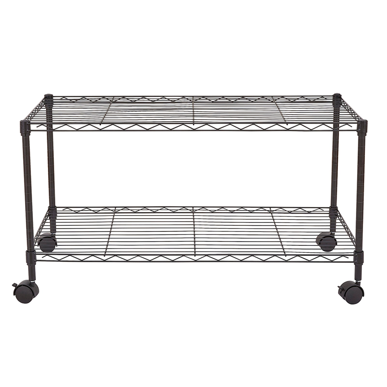 HAOYYE Black 2-Shelf Rolling Media Cart – Durable Steel Cart With Locking Wheels, Sleek Modern Design, Ideal For AV Equipment, Electronics, Kitchen, Office, And Home Use – Easy Assembly, Space-Saving, Adjustable Shelves.