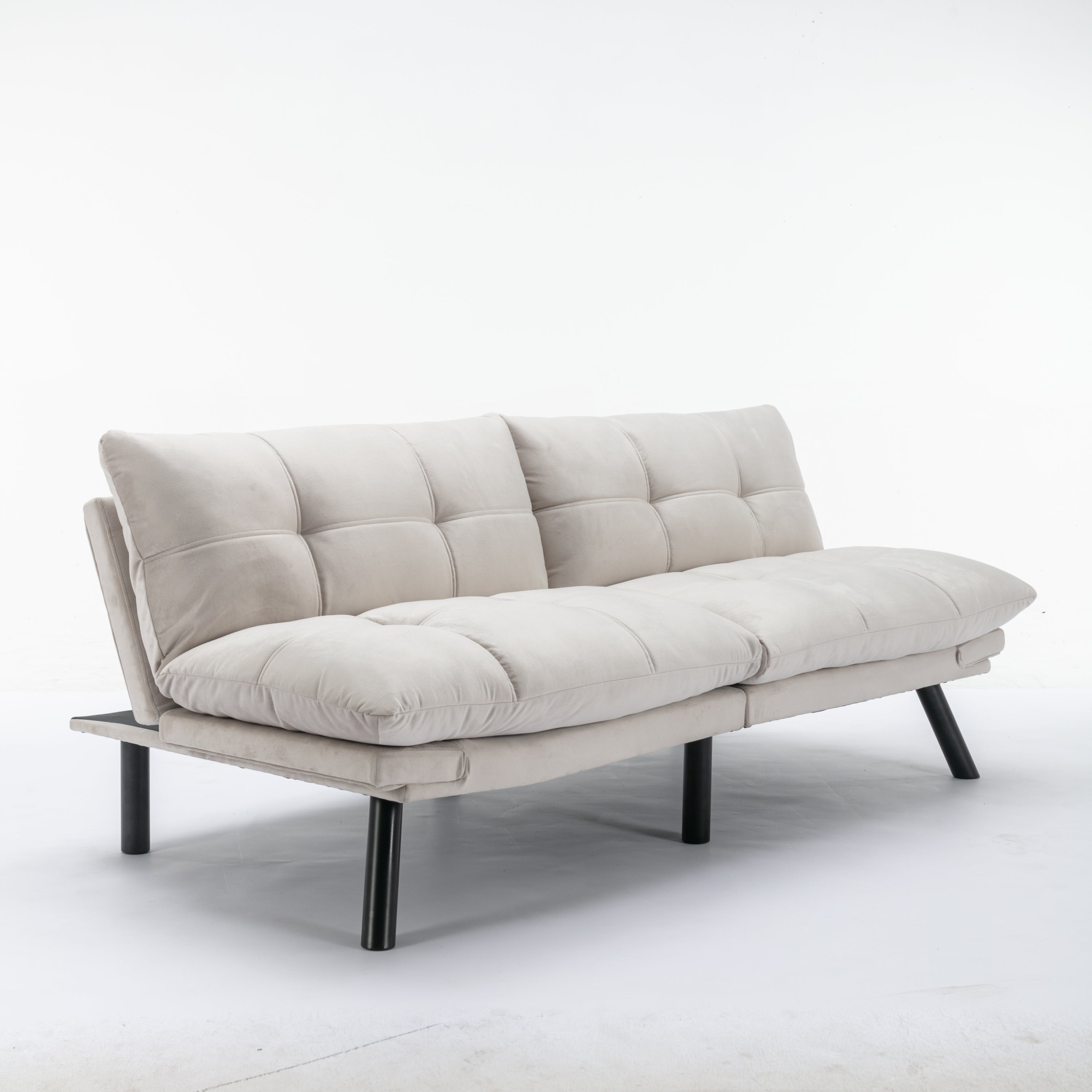 HAOYYE Cream Convertible Folding Modern sofa Bed Sturdy Space-Saving Heavy Duty Modern Design Adults Dorm Room Easy Assembly Bedroom Furniture