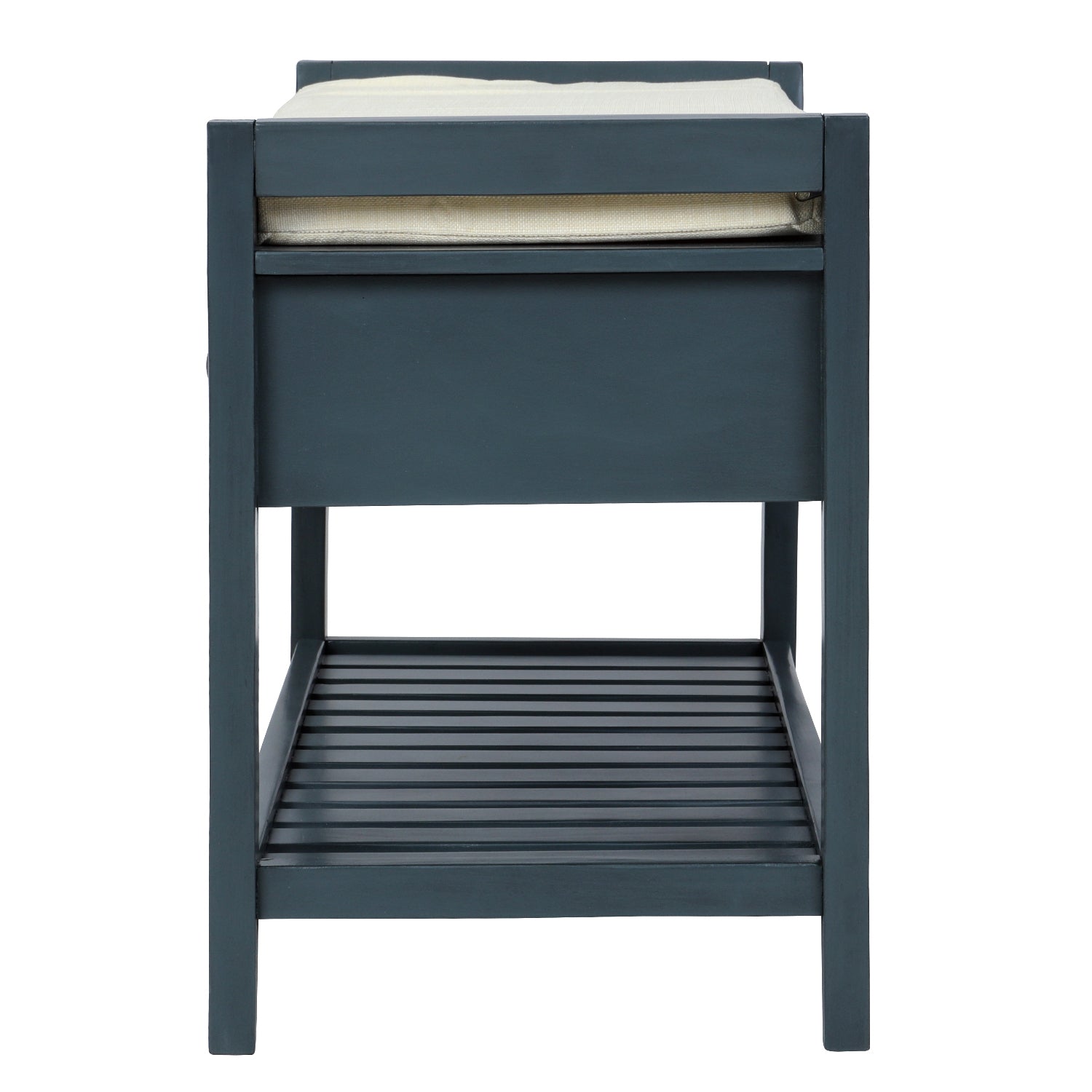 HAOYYE Shoe Rack with Cushioned Seat and Drawers, Multipurpose Entryway Storage Bench, Antique Navy, Sturdy Space-Saving Design, Heavy Duty Construction, Easy Assembly, Durable and Stylish Home Furniture, Versatile for Hallway or Bedroom Use