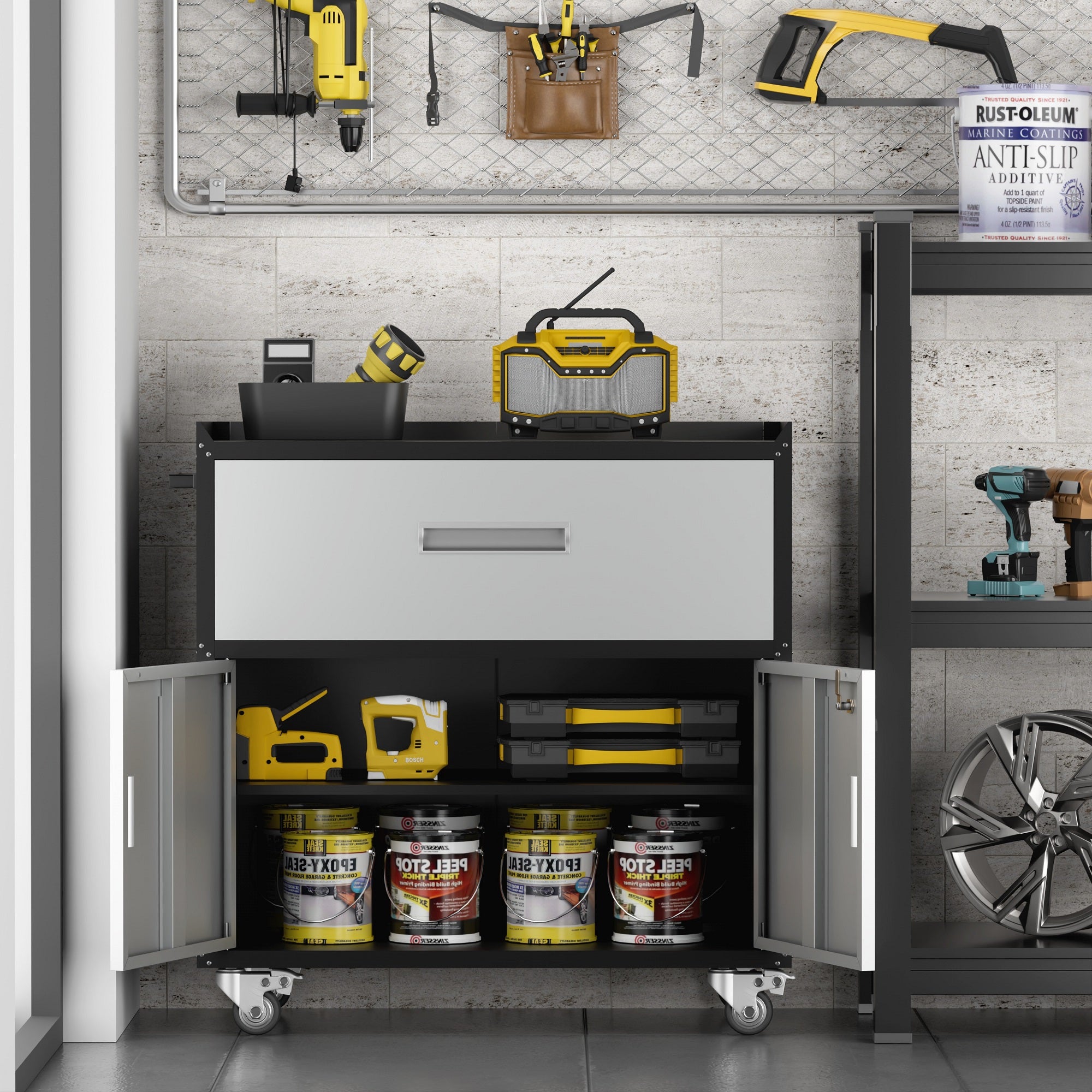 HAOYYE Metal Garage Storage Cabinets Rolling Tool Cart with Lockable Drawers and Wheels Heavy Duty Utility Tool Chest Organizer for Workshop Garage Home Office
