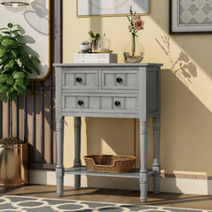 HAOYYE Slim Console Table With Three Drawers And Bottom Shelf, Narrow Sofa Table For Living Room, Modern Space-Saving Design, Heavy Duty Construction, Easy Assembly (Gray Wash)