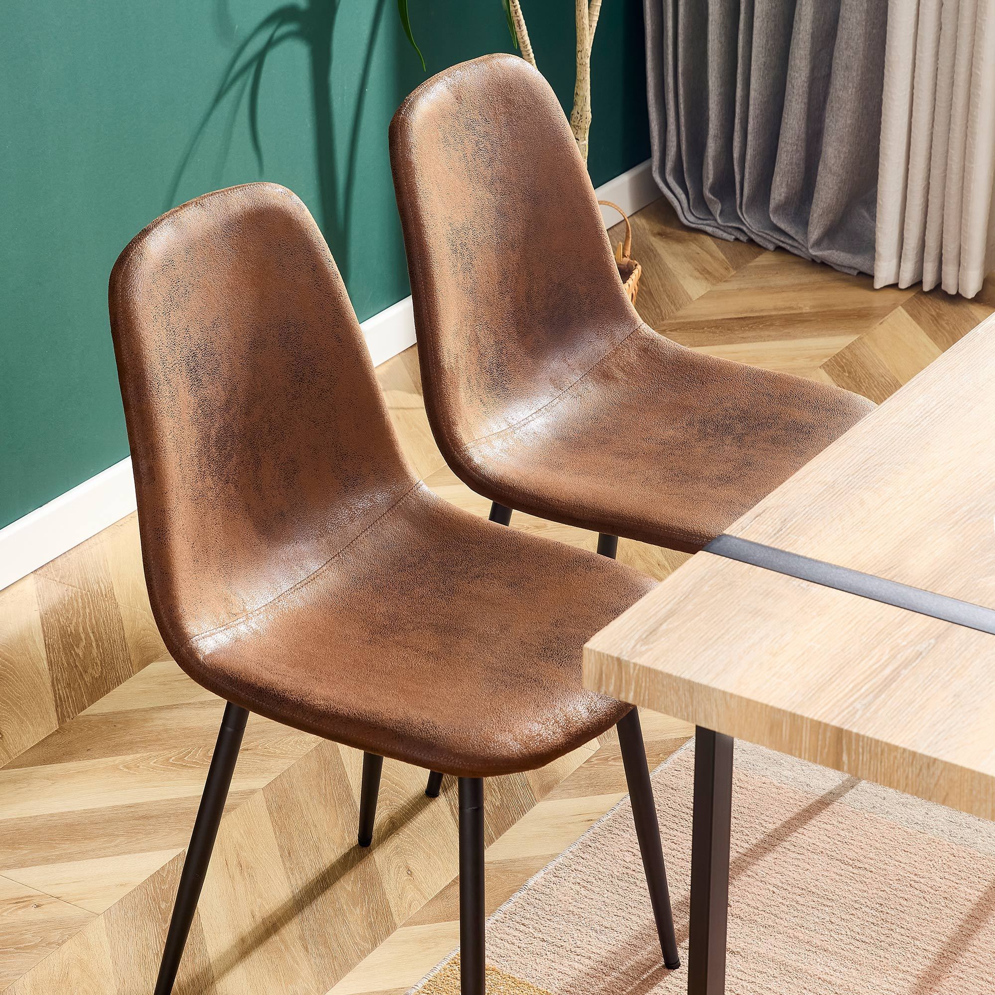 HAOYYEModern Mid-Century Style Restaurant Side Chairs with Cushioned Seats and Black Metal Legs, Comfortable for Kitchen, Dining Room, Lounge, and Farmhouse Use, Sturdy, Space-Saving, and Durable Design
