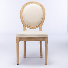HAOYYE French Style Solid Wood Frame Antique Painting Linen Fabric Back Dining Chair,Set of 2,Beige,SW1845BG Sturdy Space-Saving Heavy Duty Modern Design Adults Dorm Room Easy Assembly
