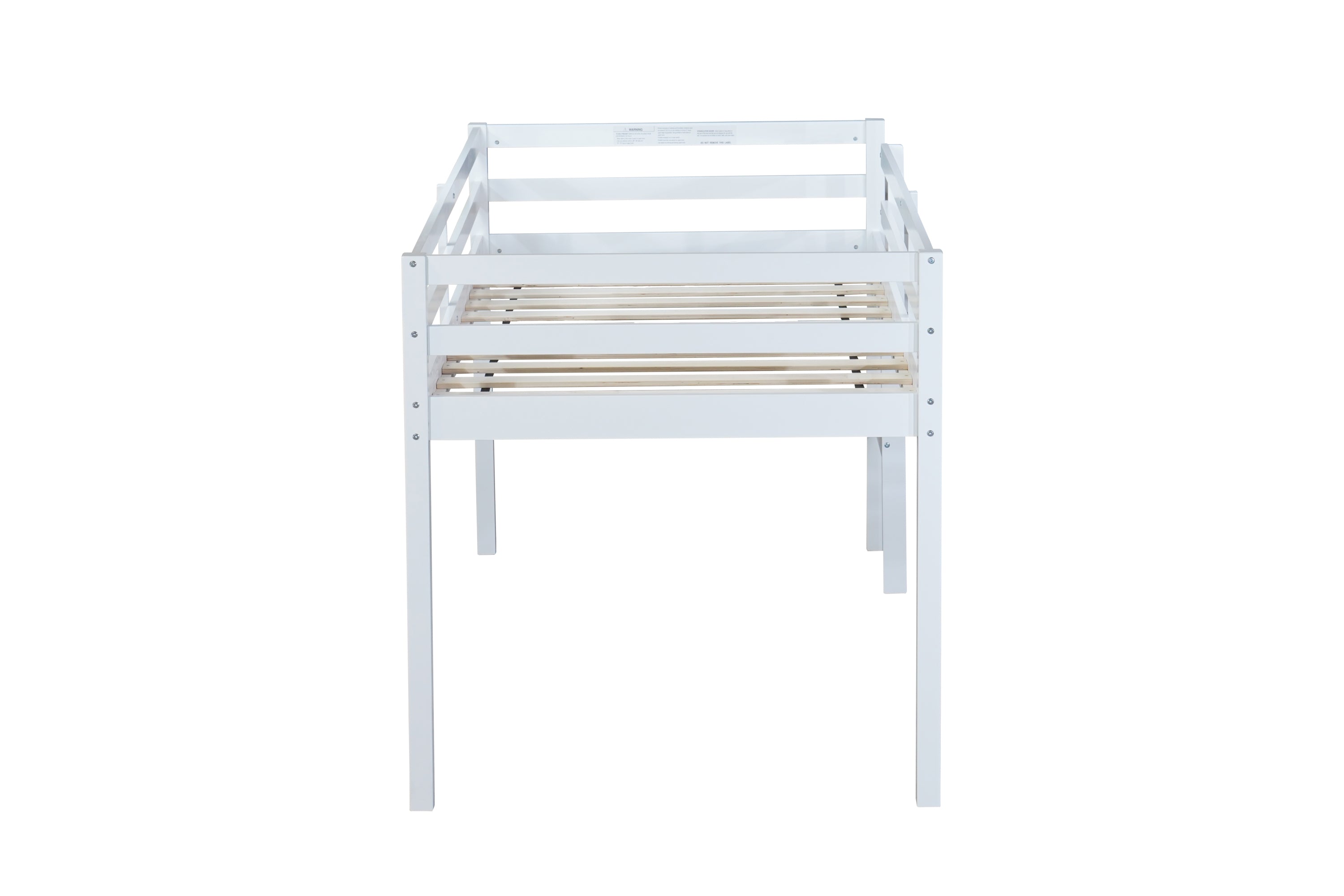 HAOYYE Solid Wooden, Rubber Wooden Twin Loft Bed with Ladder, Bed Platform of Strengthened Slats , White Sturdy Space-Saving Heavy Duty Modern Design Adults Dorm Room Easy Assembly Bedroom Furniture