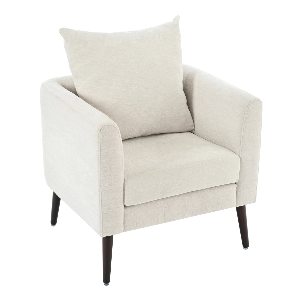 HAOYYE Barrel Chair, Chenille Accent Chair, Fabric Armchair Club Chair,Upholstered Arm Chair with Solid Wood Legs,Waist Pillow,Padded Single Chair for Living Room/Bedroom/Study/Waiting Room,Beige Sturdy