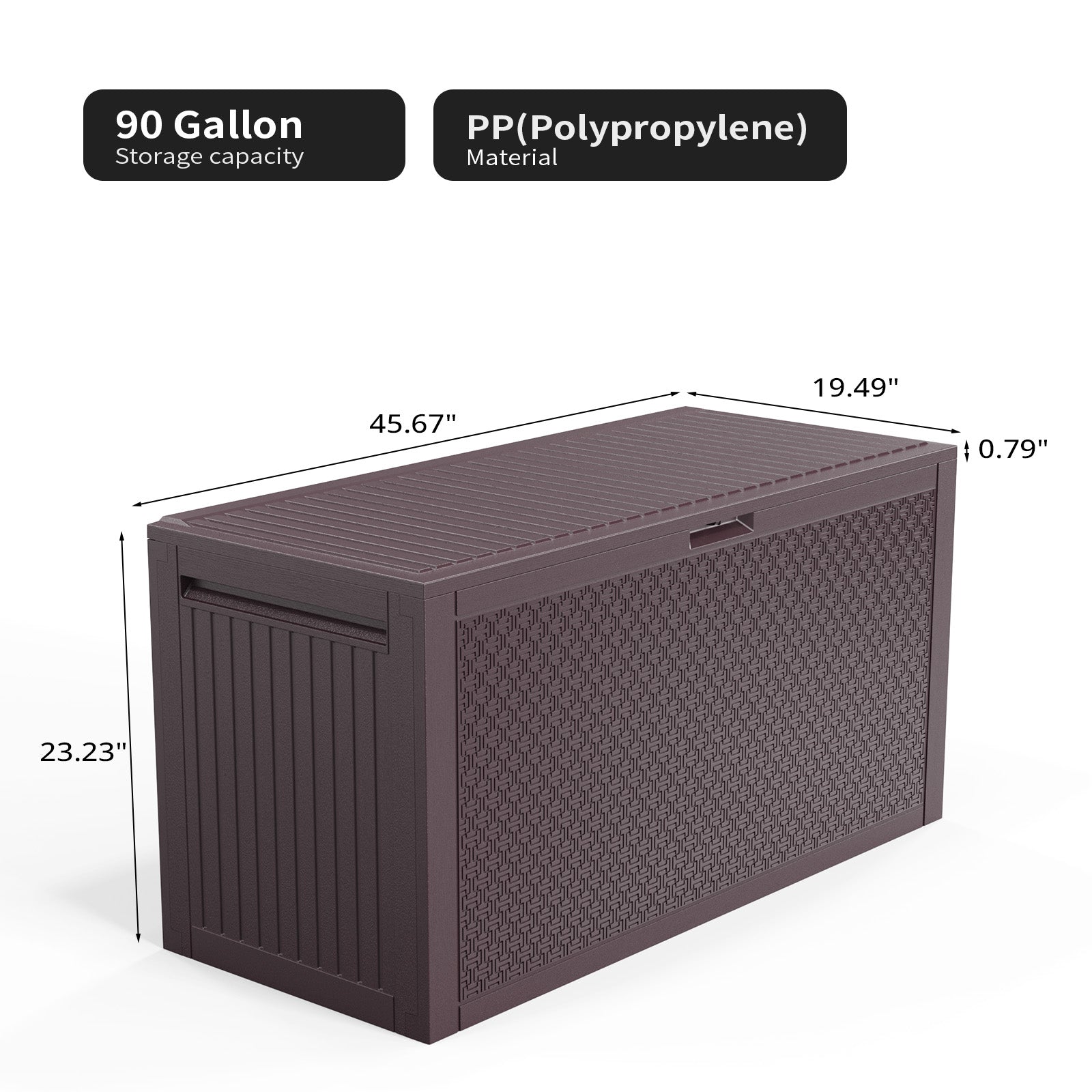 HAOYYE Brown Outdoor Garden Storage Deck Box Chest Lockable Plastic Container with Wheels Durable Weather Resistant Large Capacity for Tools Cushions Toys Patio Backyard and Lawn