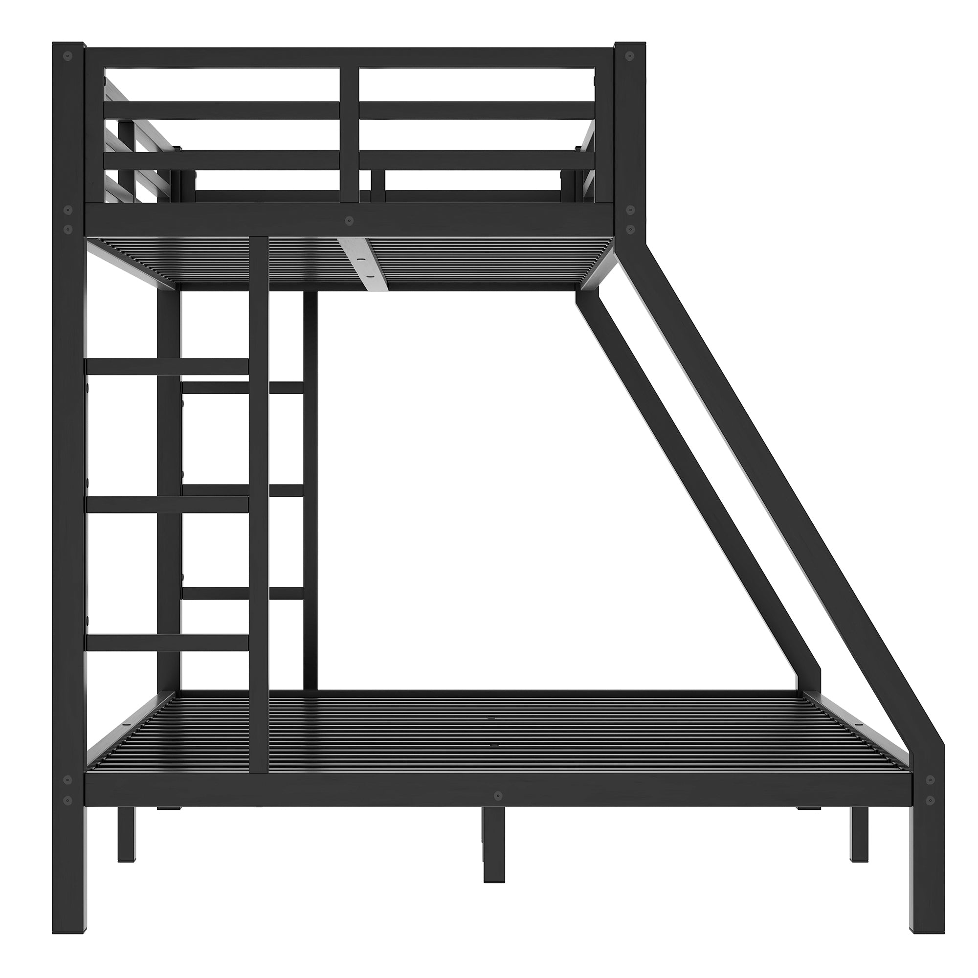 HAOYYE Metal Twin XL over Queen Bunk Bed for Teens and Adults,Space-Saving/Noise Reduced/No Box Spring Needed,Black Sturdy Heavy Duty Modern Design Dorm Room Easy Assembly Bedroom Furniture